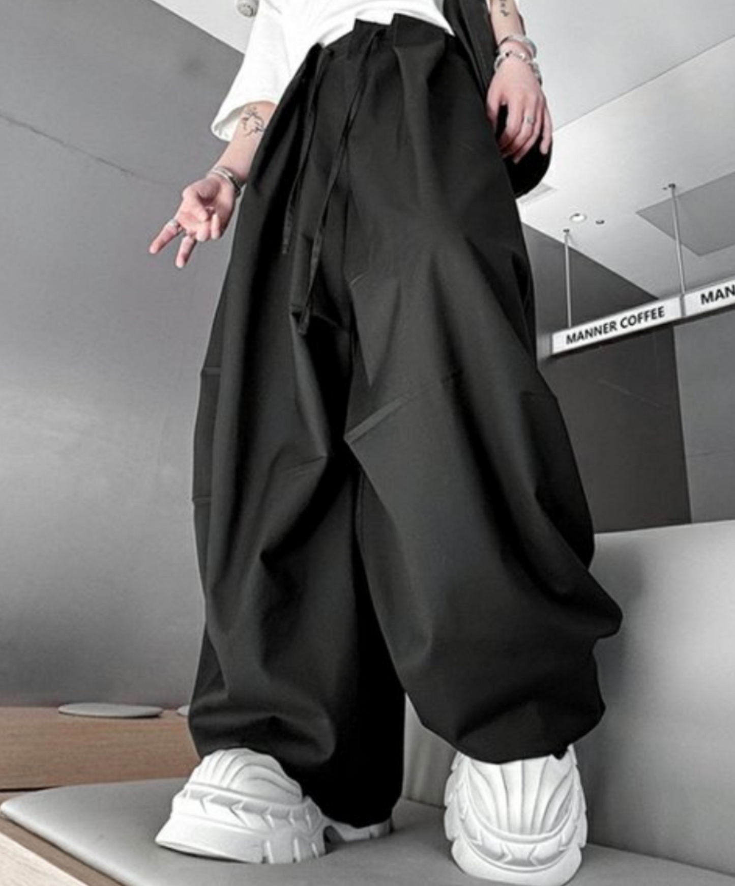 casual drape parachute wide pants EN2092