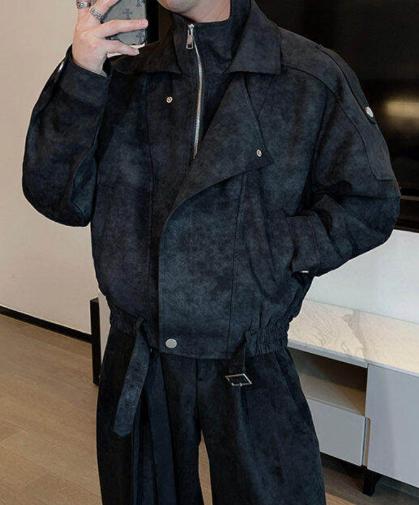 faux two-piece stand collar jacket EN2665