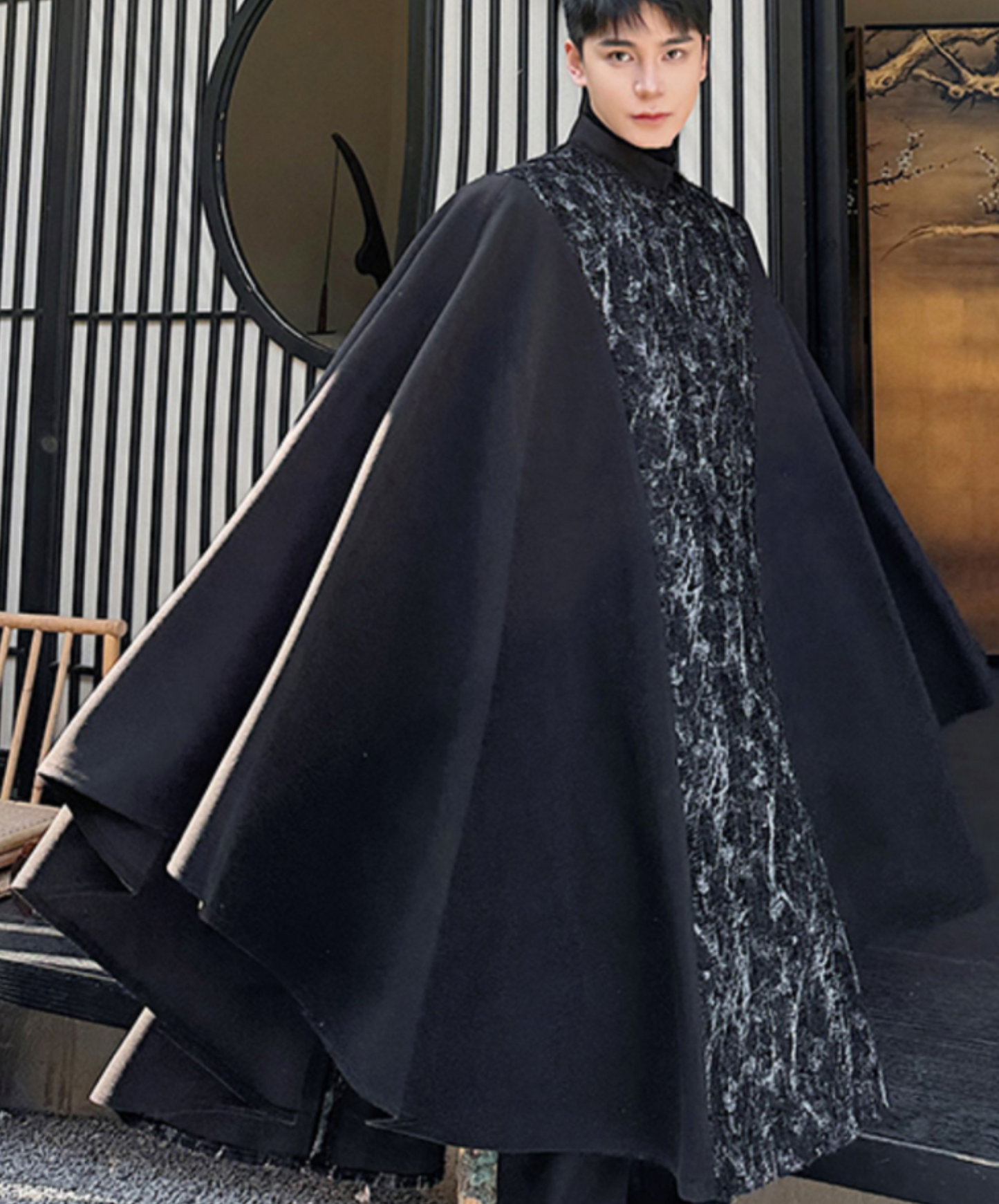 splash design chinese style cape coat EN1418