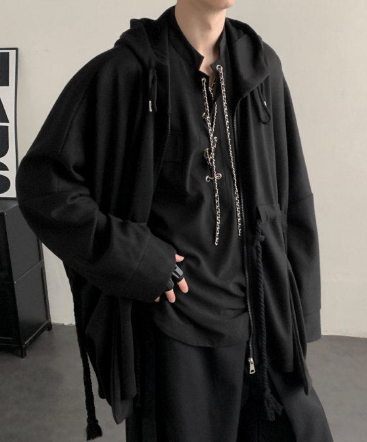 dark cape sweat over hoodie EN2634