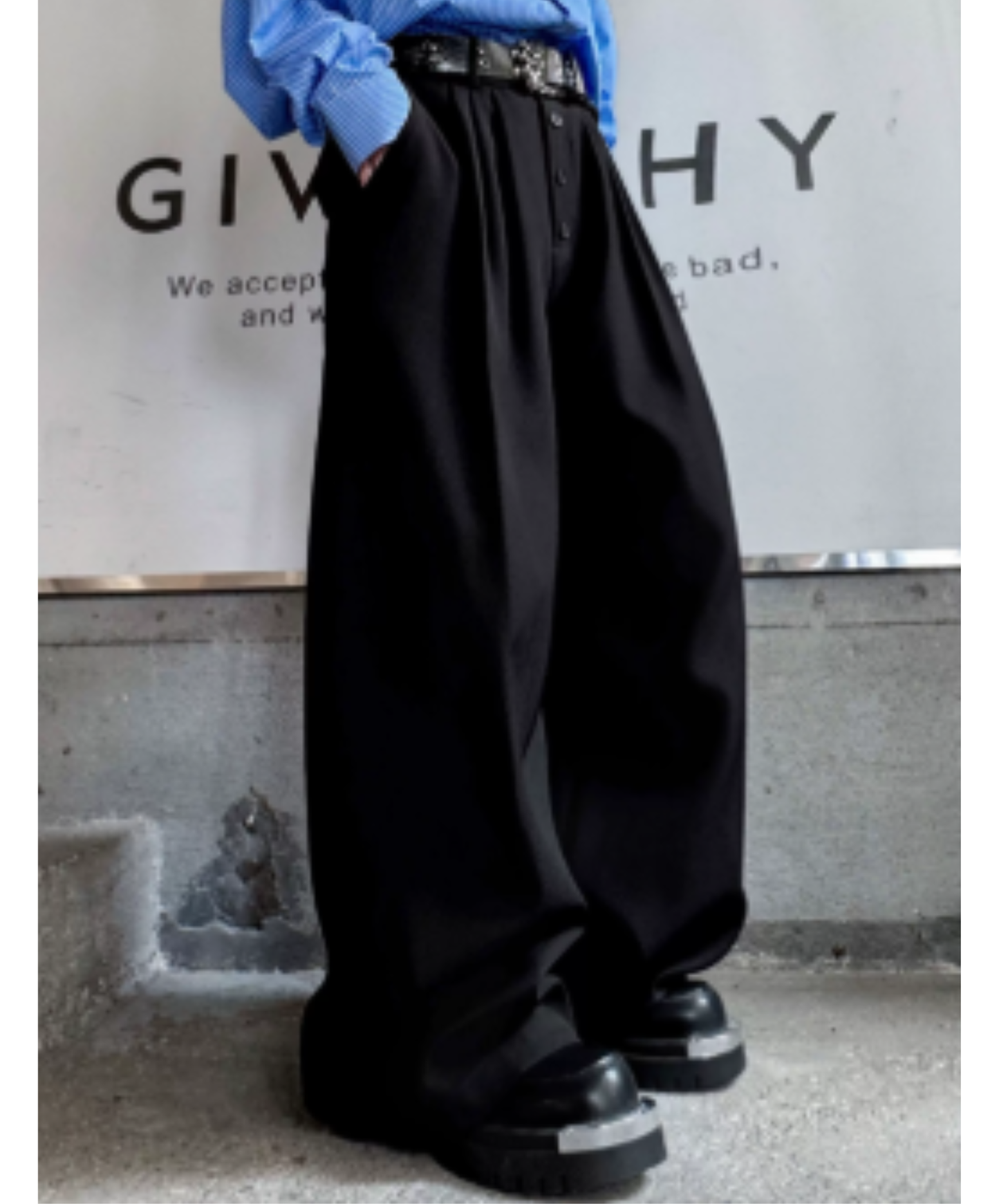 casual curve line wide pants EN2912