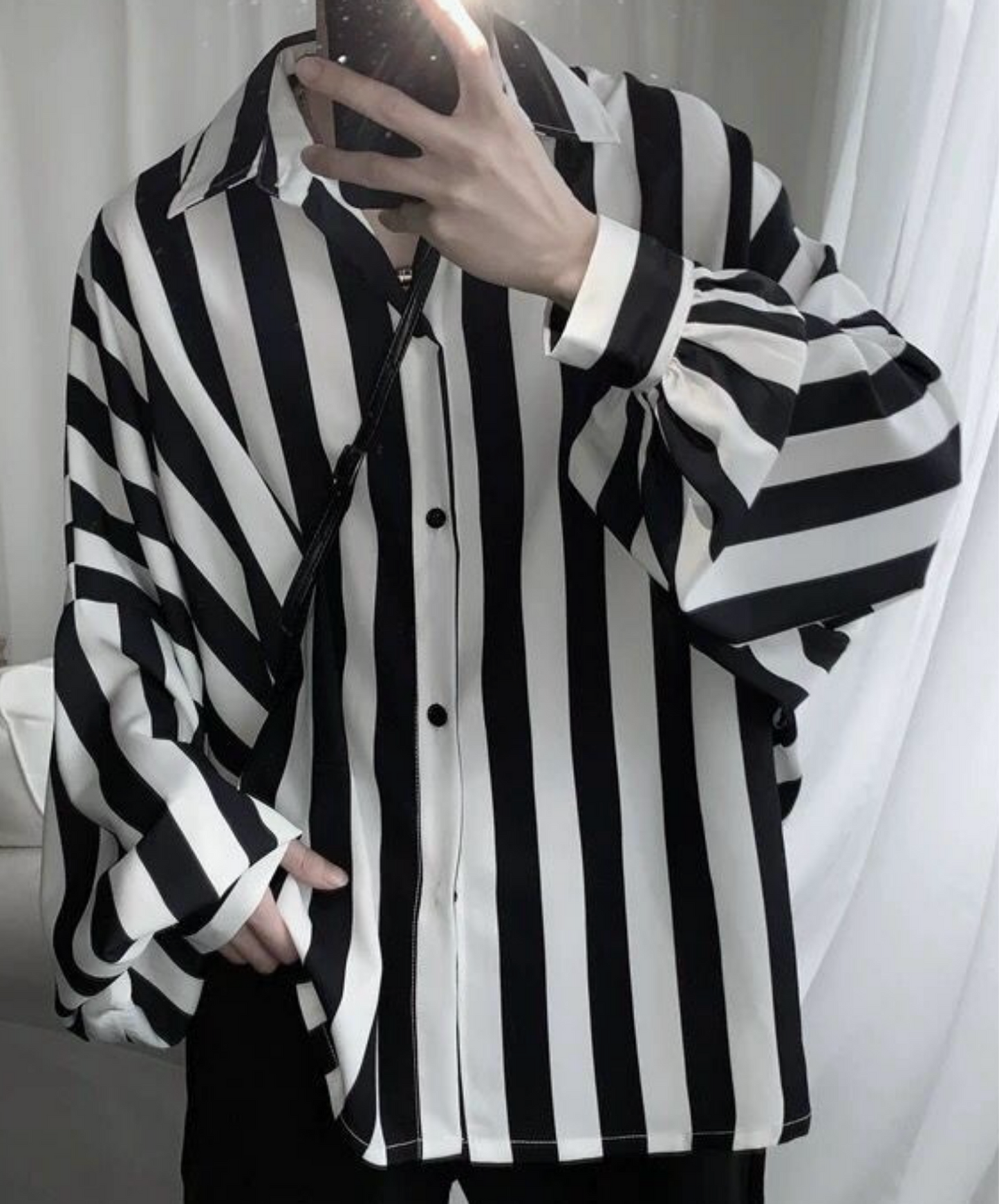 thick striped puff sleeves shirt EN2818