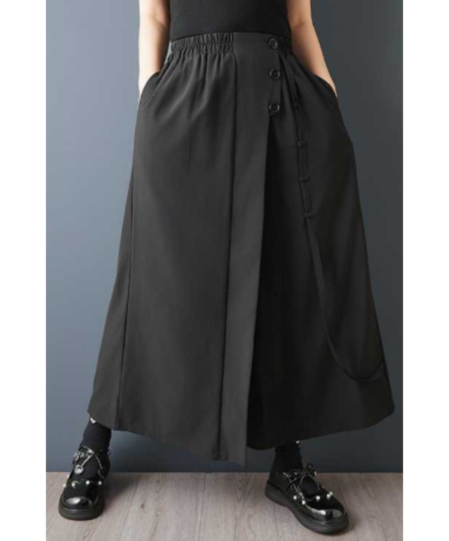 dark high-waisted cropped wide pants EN3050