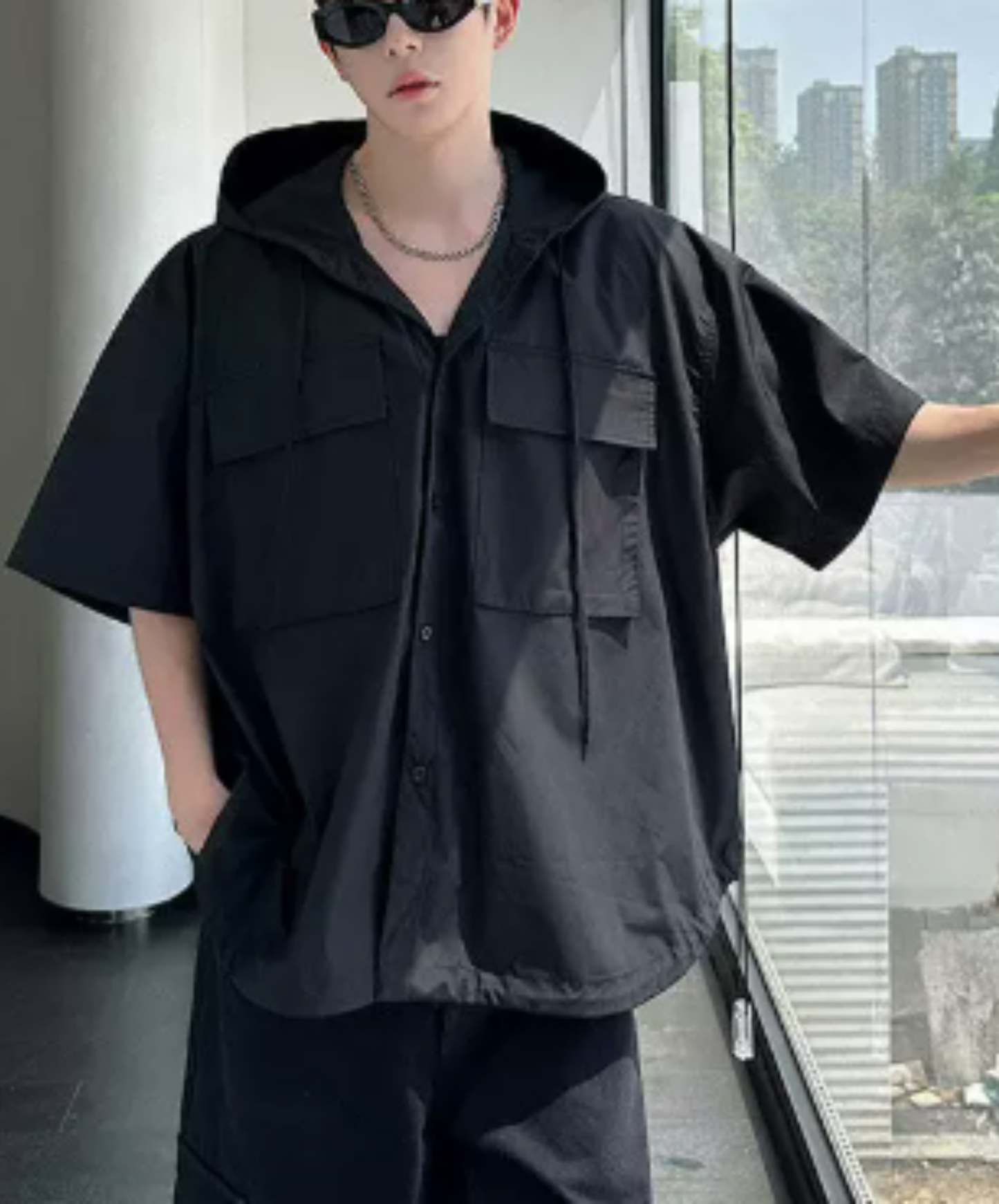hooded oversized shirt EN2943