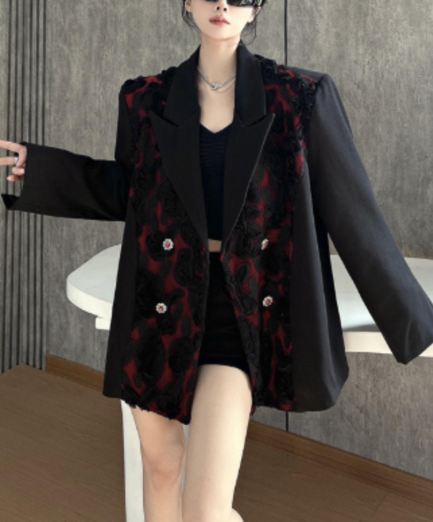 elegant rose motif jacket EN3092