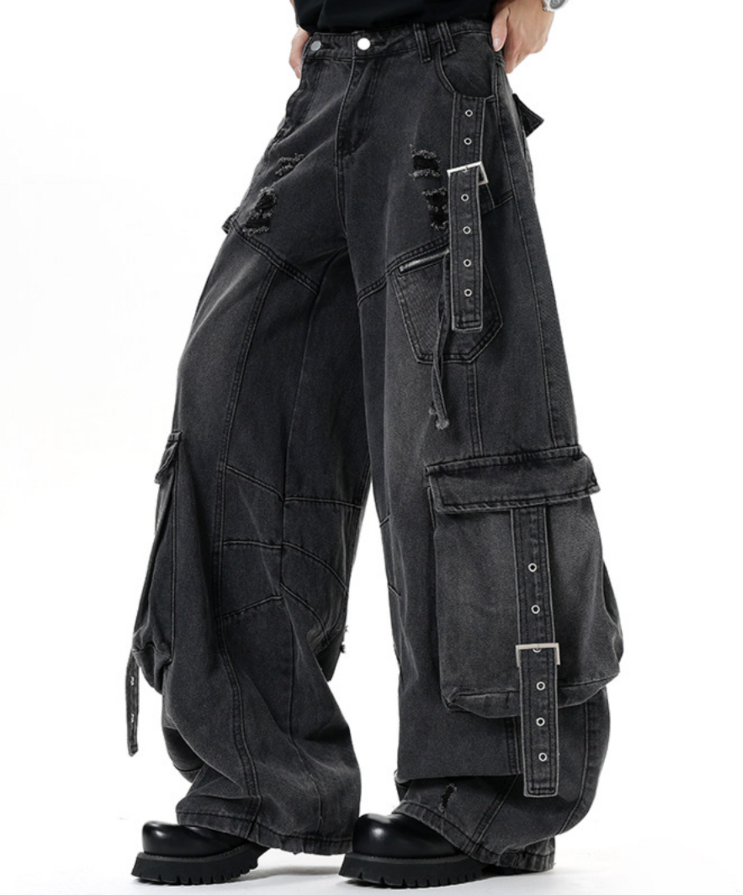 heavyweight cargo denim wide pants EN2627