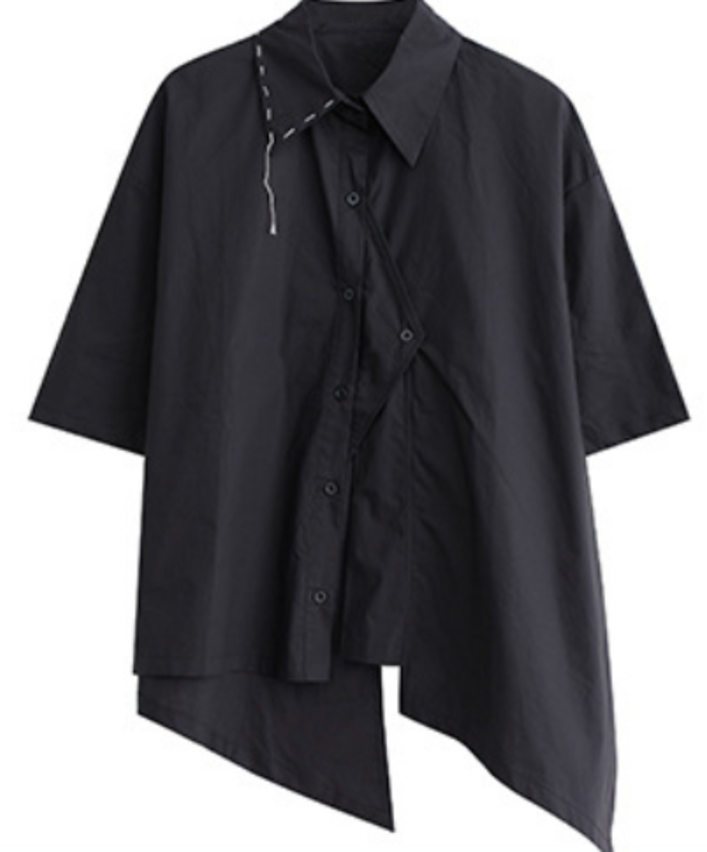 asymmetric stitch design short sleeves shirt EN2290