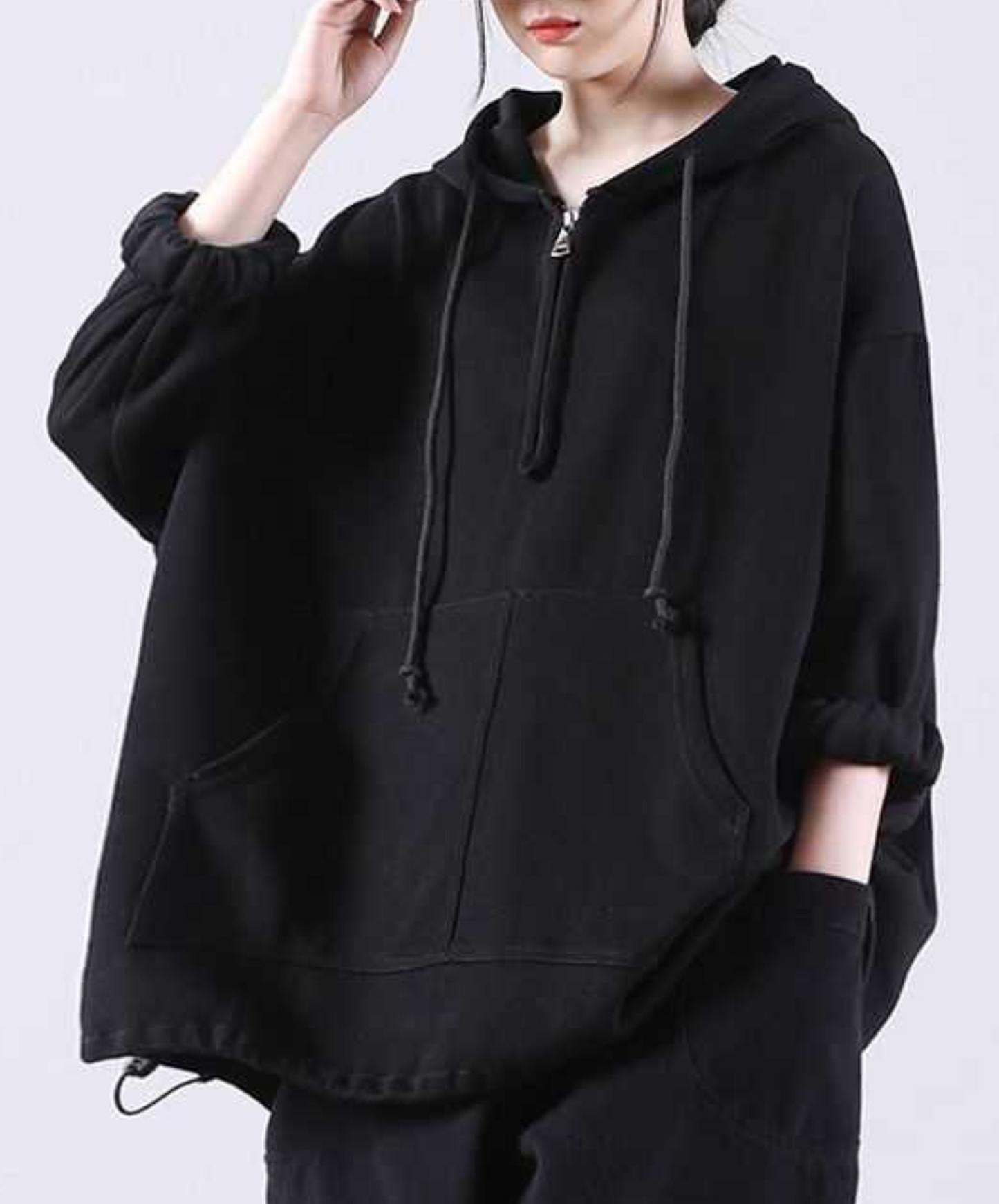 drawstring half zipper hoodie EN2485