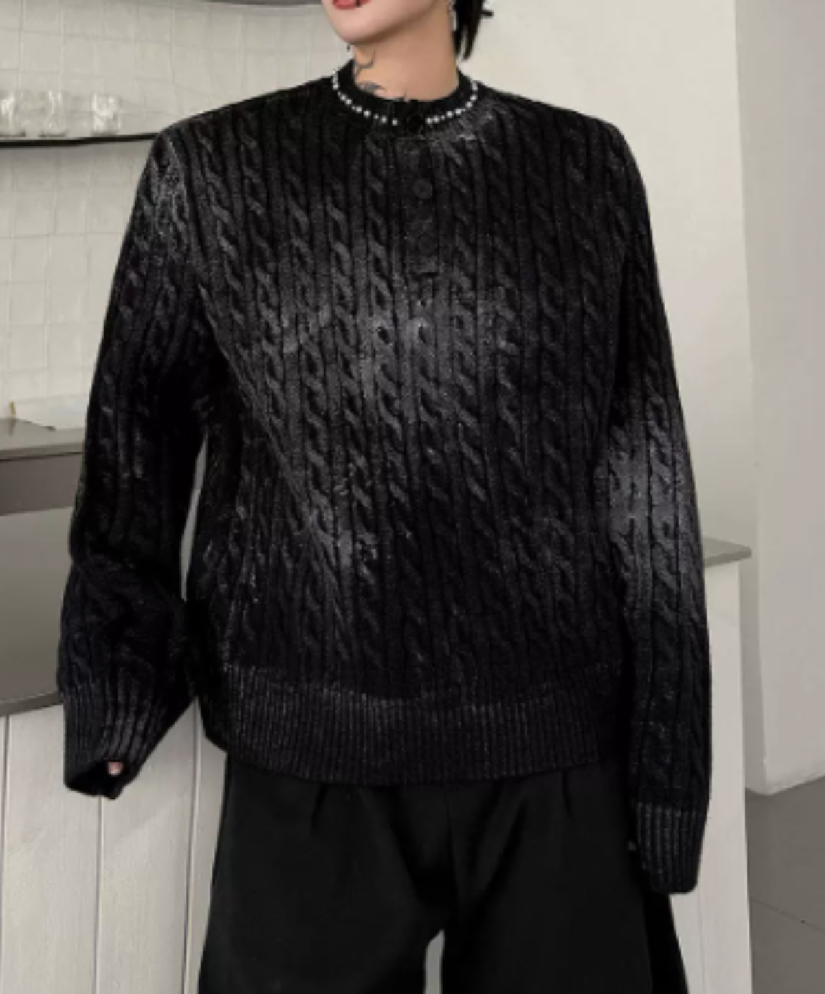 cable-knit with a distressed finish sweater EN3241