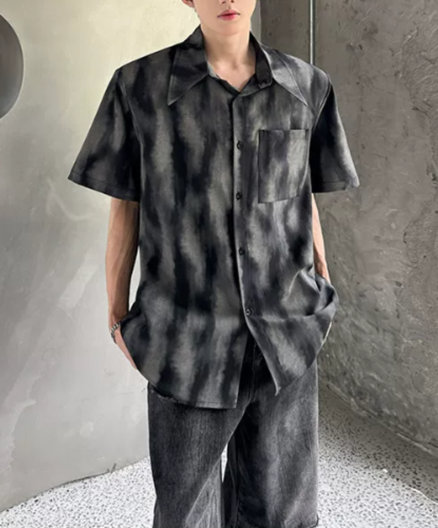retro ink wash tie-dye shirt EN2889