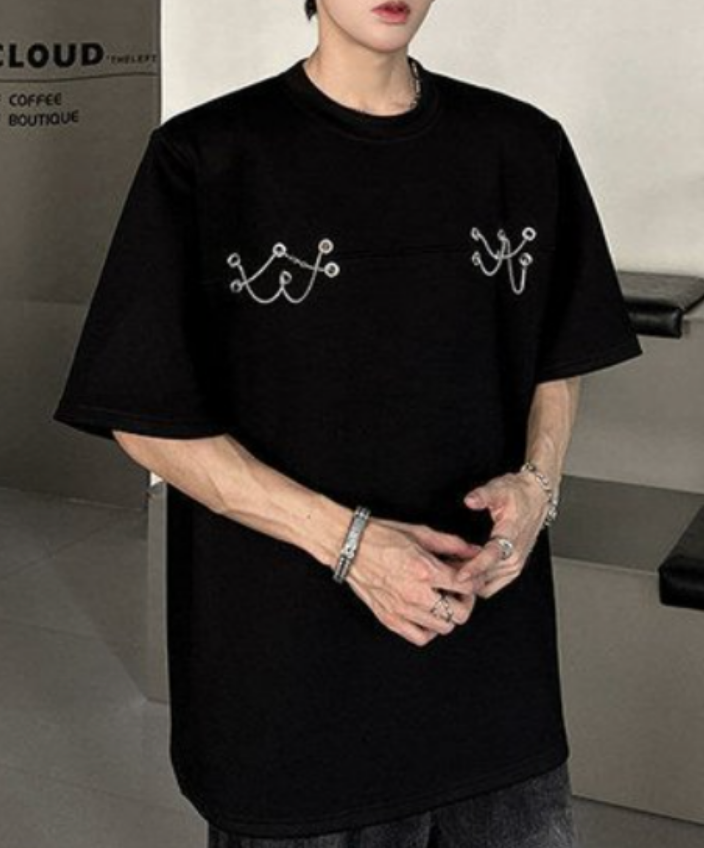 metal chain rope design t-shirt EN2238