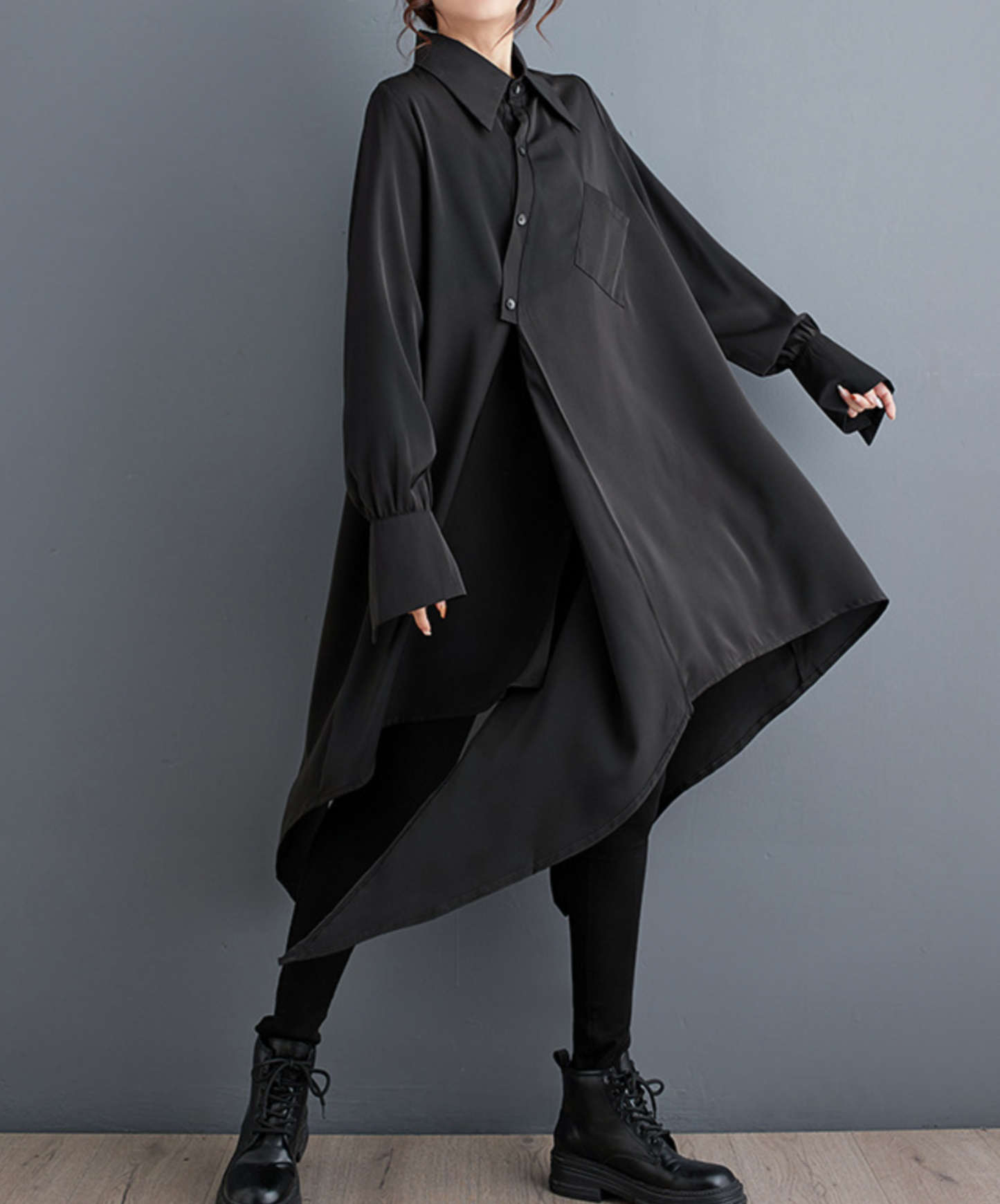 asymmetric irregular design dress long shirt EN1659