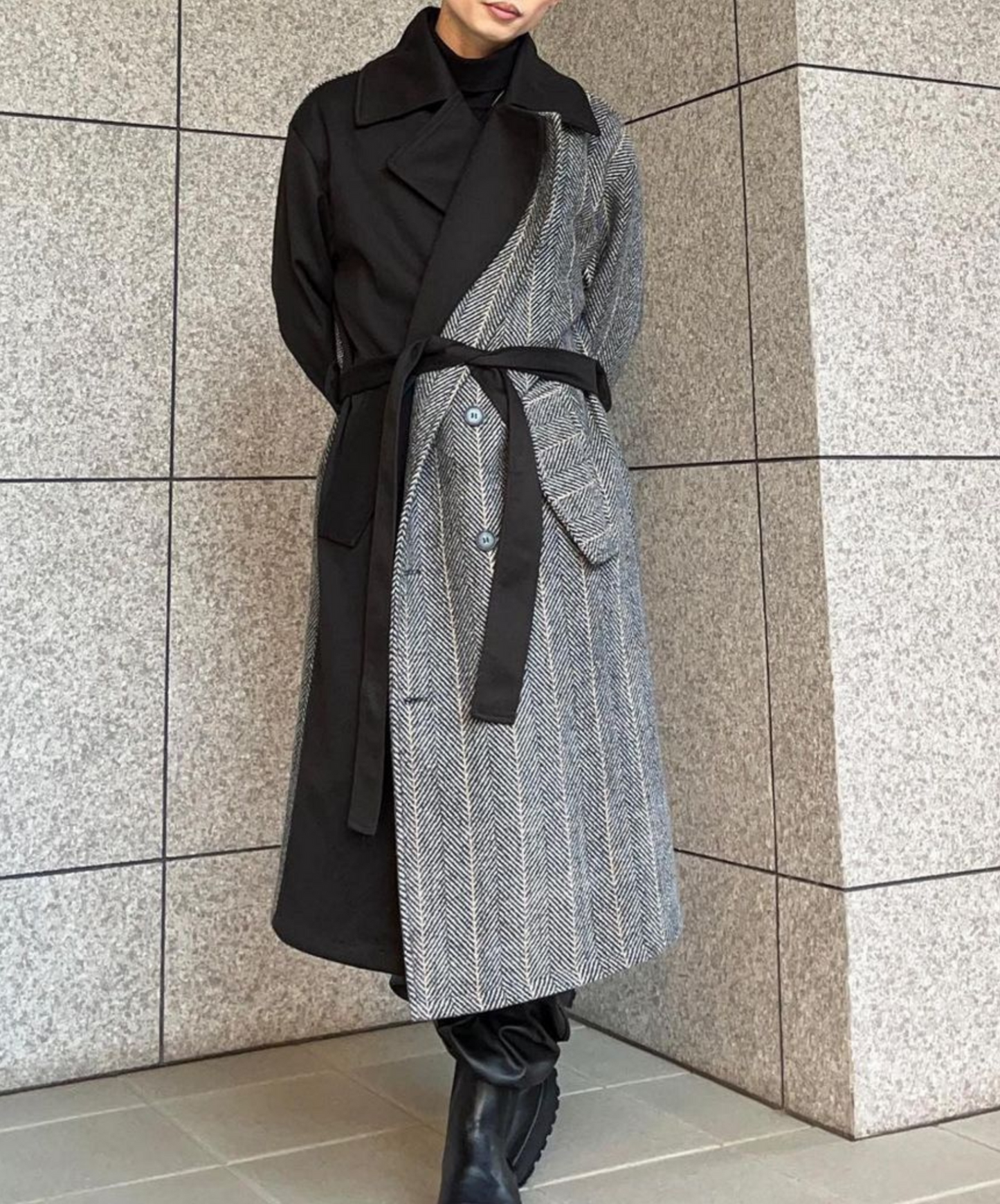 【style37】dark mode outfit set EN1410（ coat+ pants set）