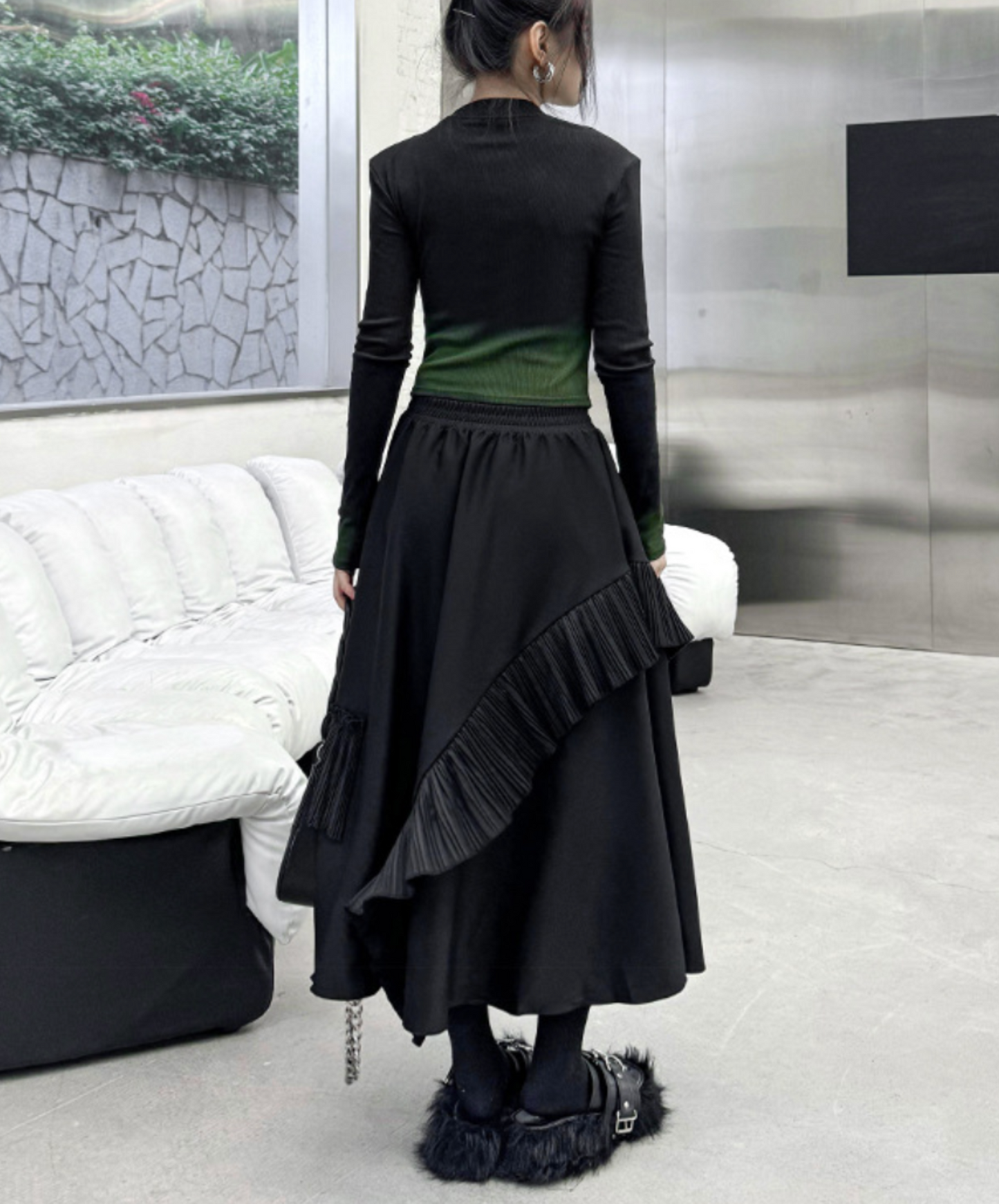 pleated ruffle decoration skirt EN2334
