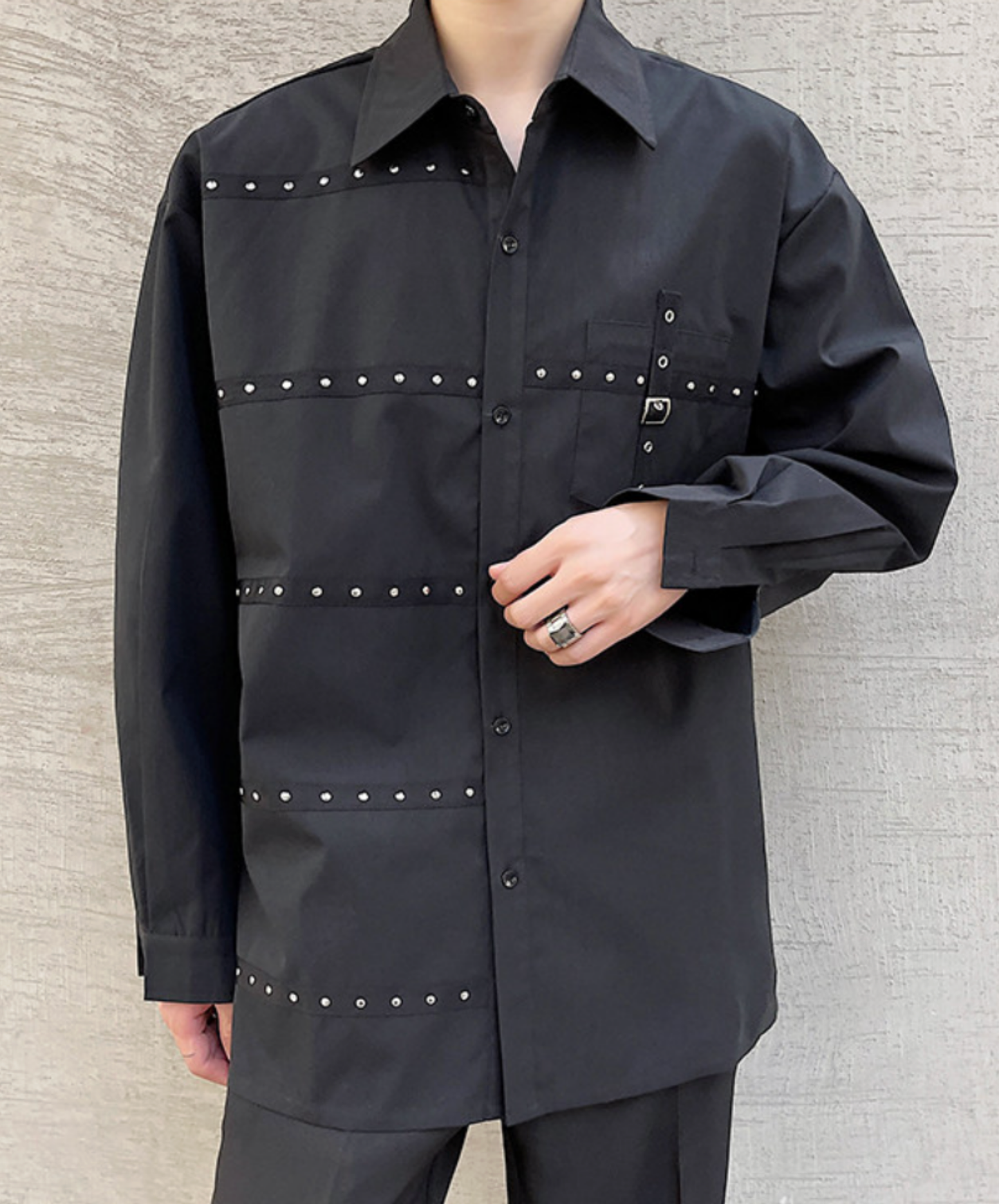 dark unique stud design shirt EN2668