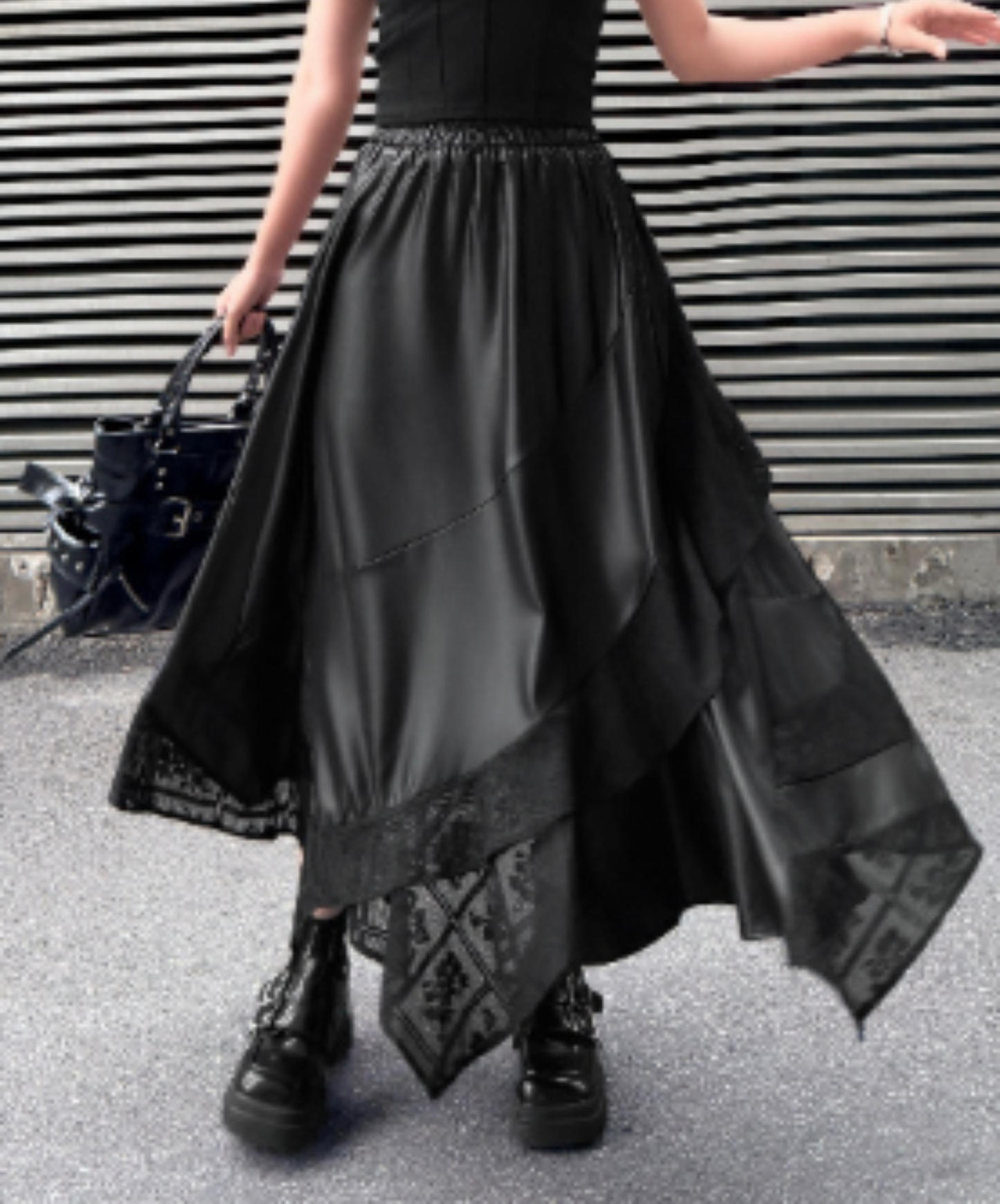 Irregular patchwork midi skirt EN2954