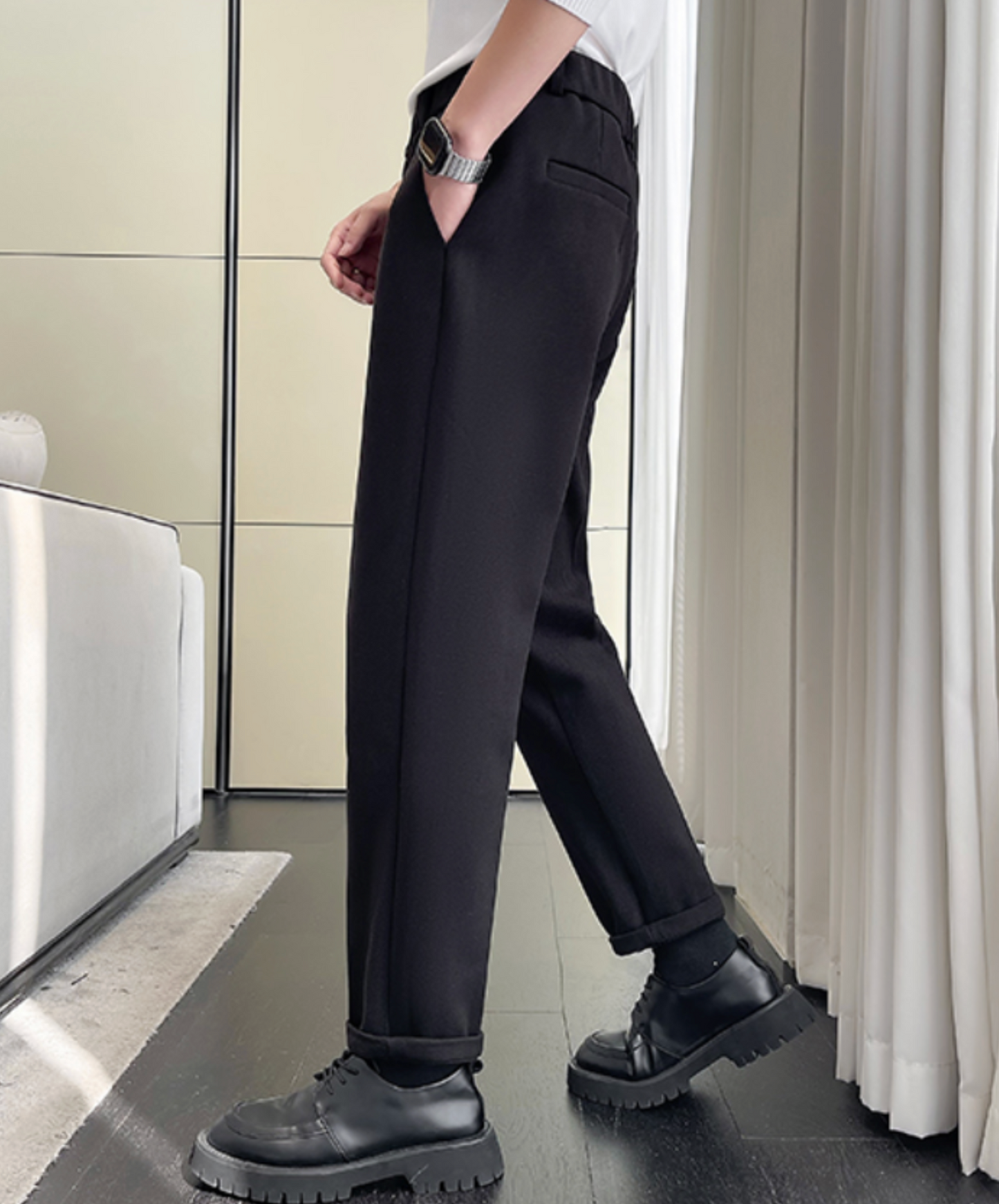 fleece-lined elastic waist pants EN2545