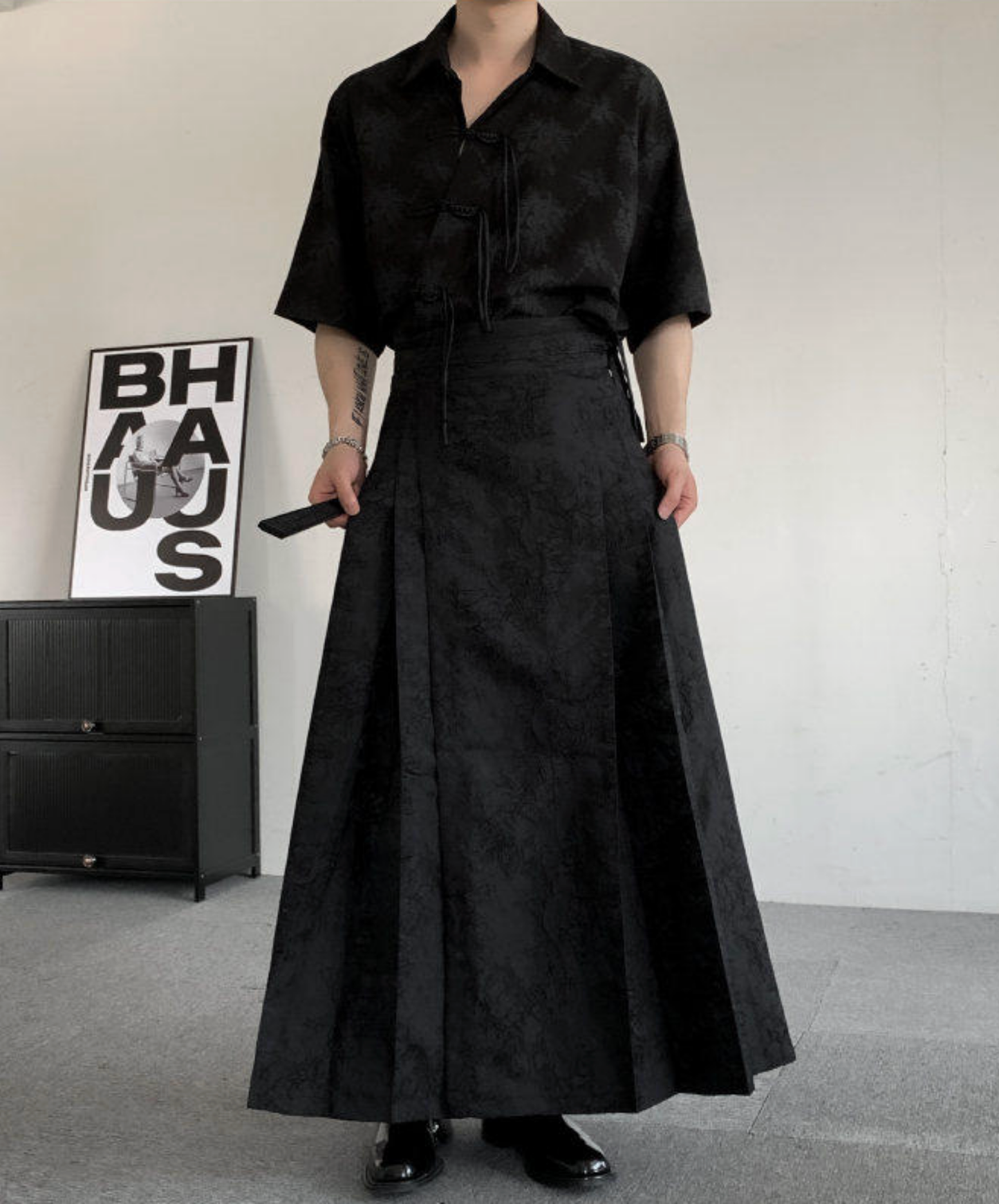 jacquard pleated loose fit skirt EN2705