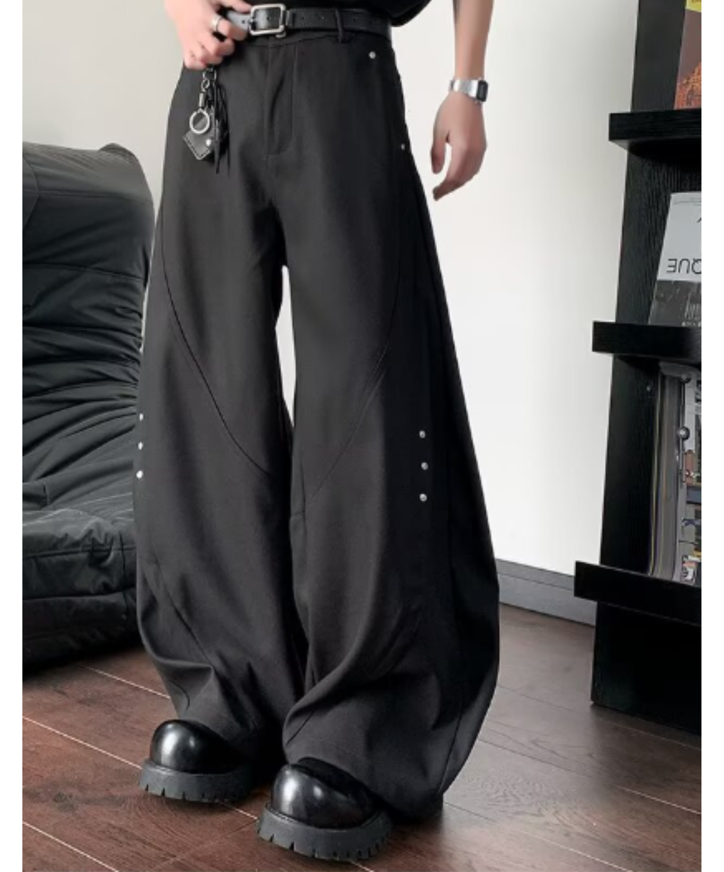 studded curve wide pants EN2968