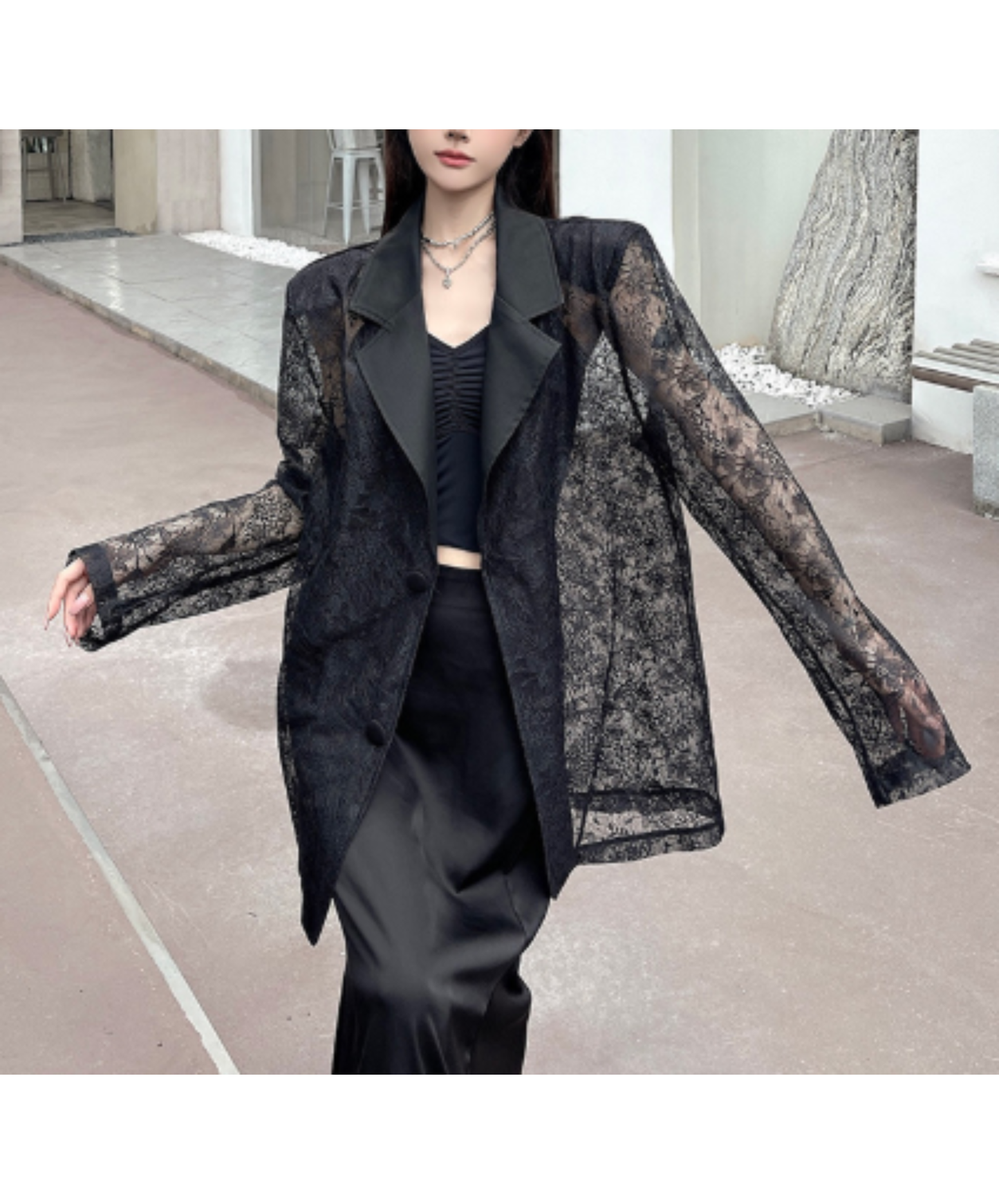 lightweight jacquard patchwork lace jacket EN3000