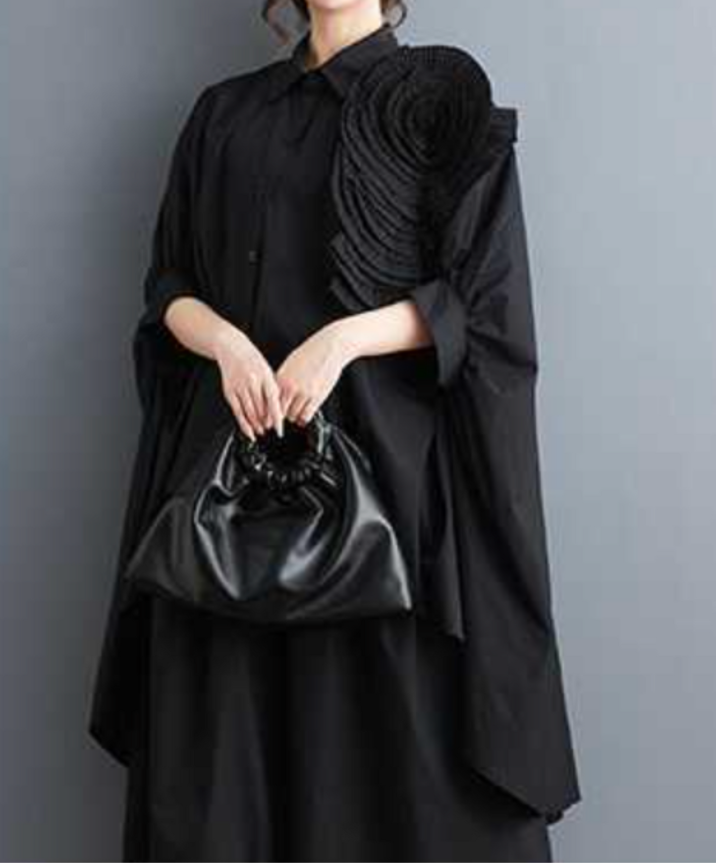 3d flower motif long shirt EN2273