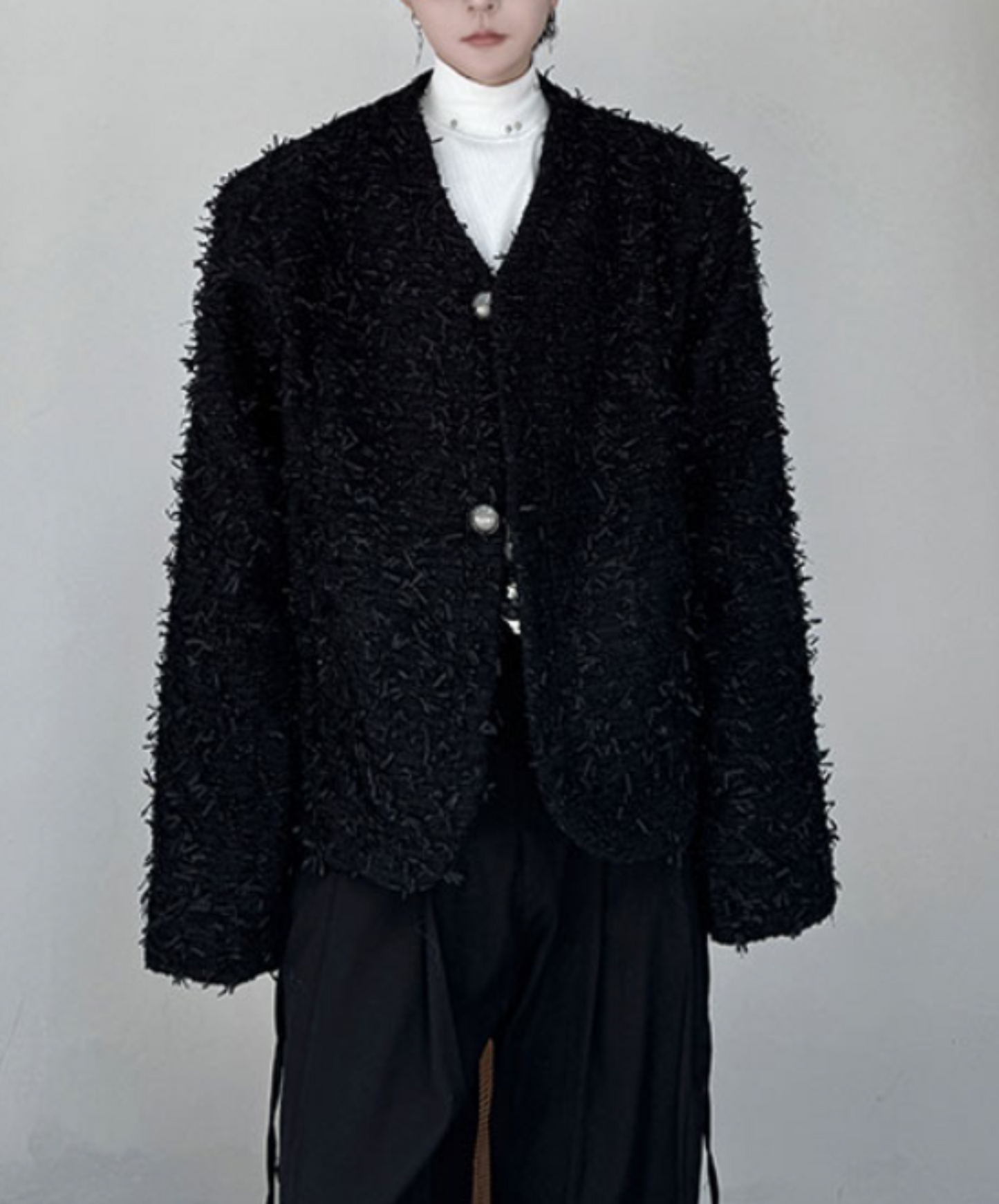 short fur collarless jacket EN1868