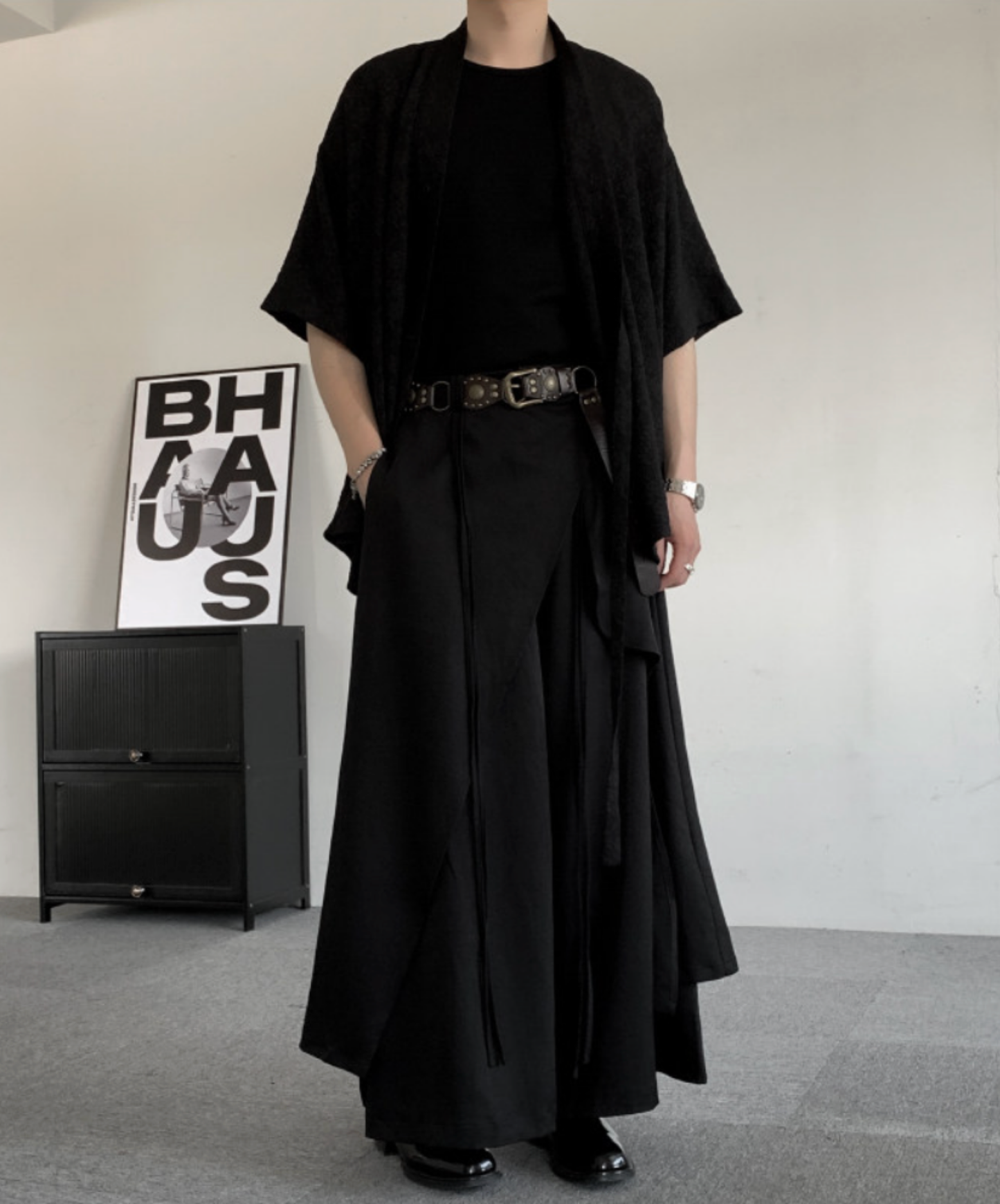 dark chinese style irregular design pants EN2663