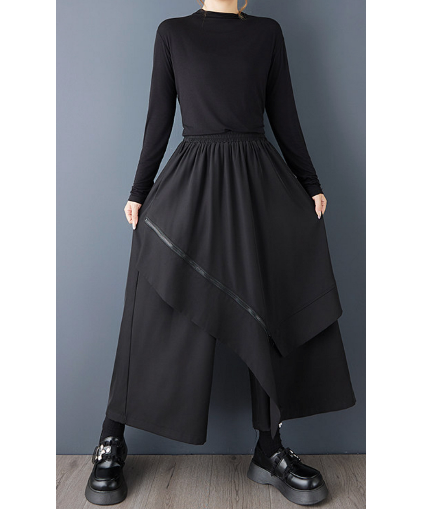 dark Irregular patchwork hem pants EN2701