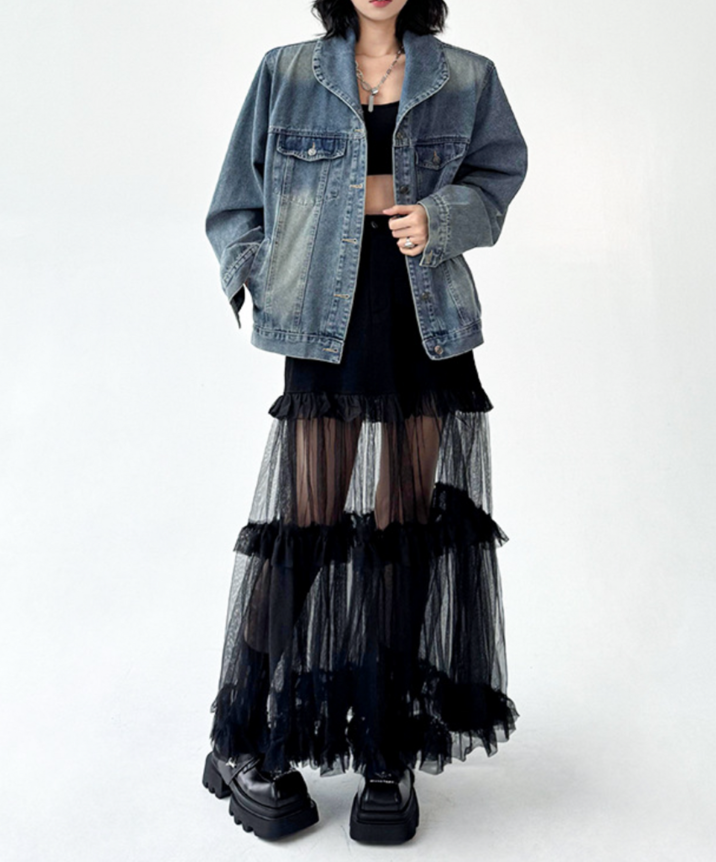 tulle tiered frills skirt EN2306