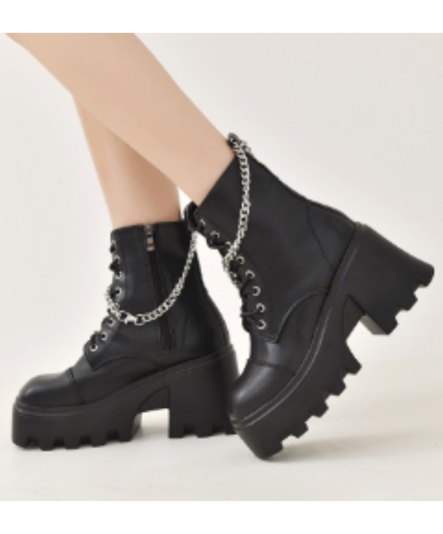 wrap around chain zip up boots EN2002