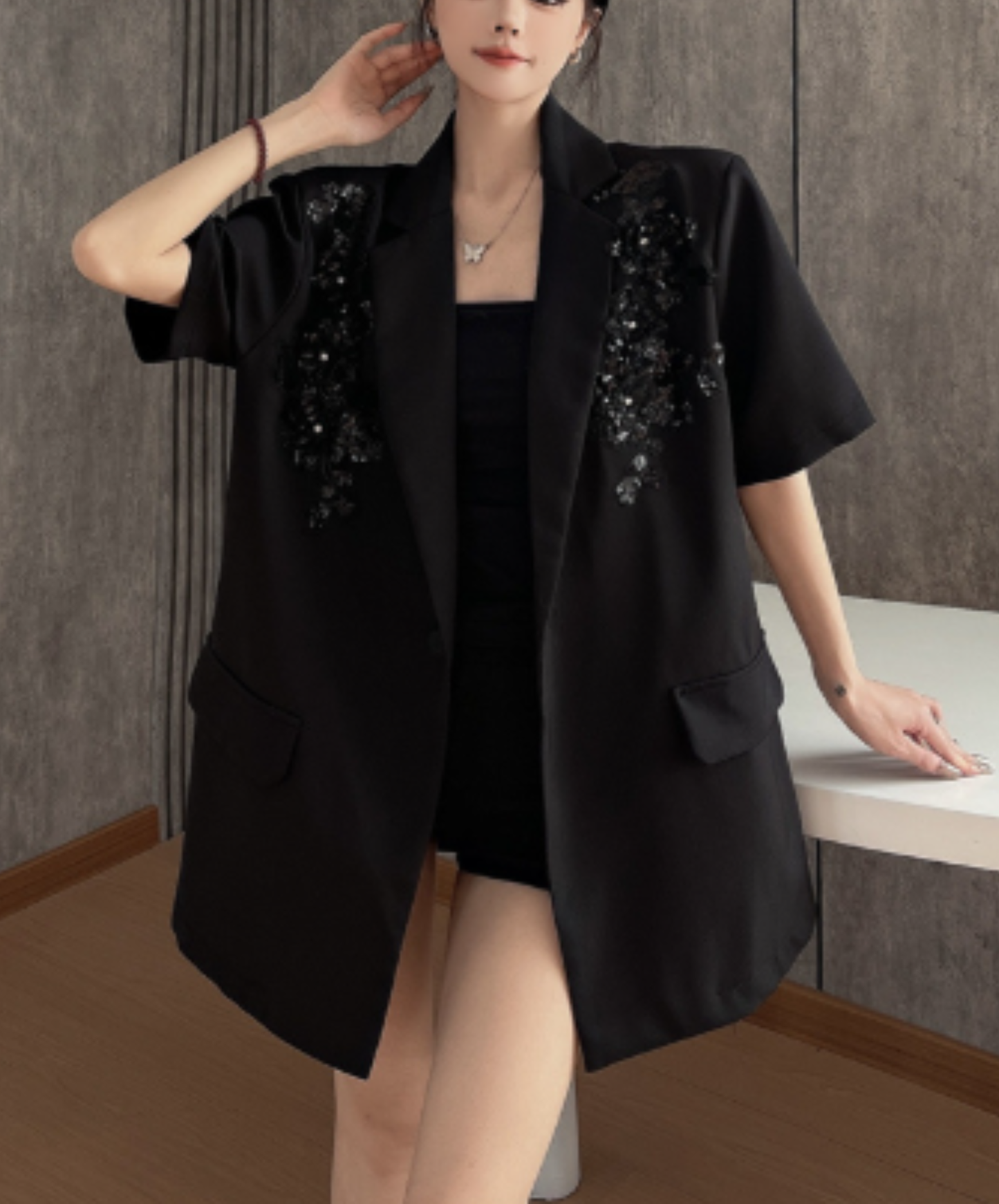 sequin embroidered casual wear jacket EN2917