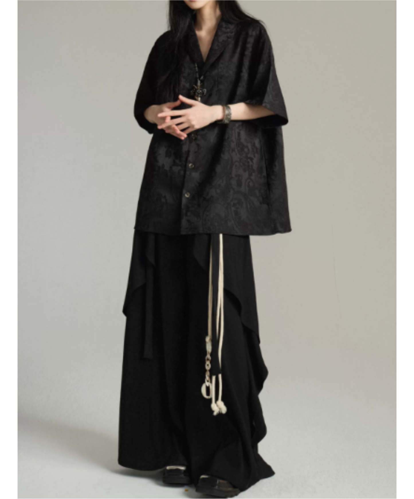 short-sleeved embroidered jacquard shirt EN3023