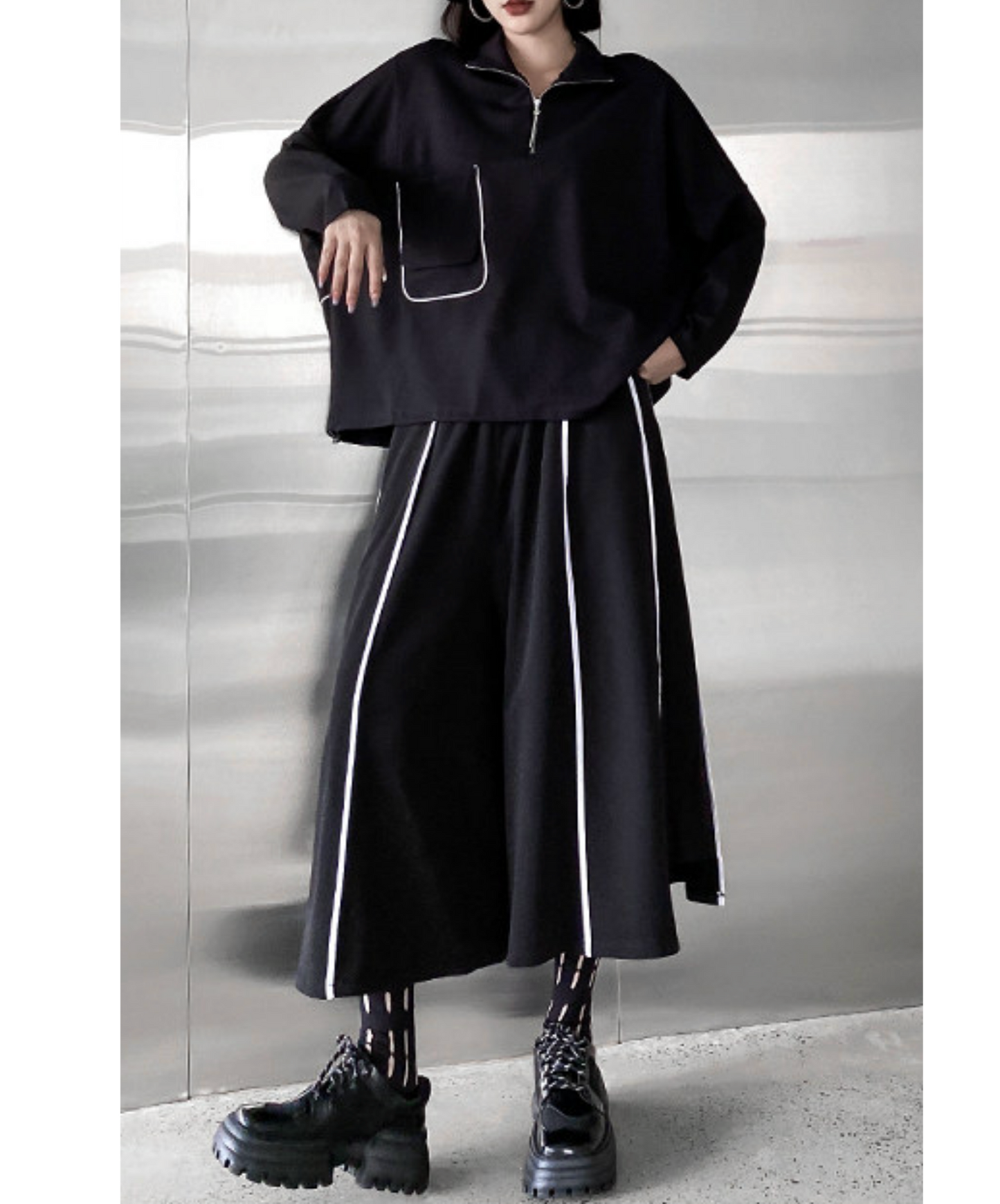 batwing sleeve white line sweatshirts EN2709