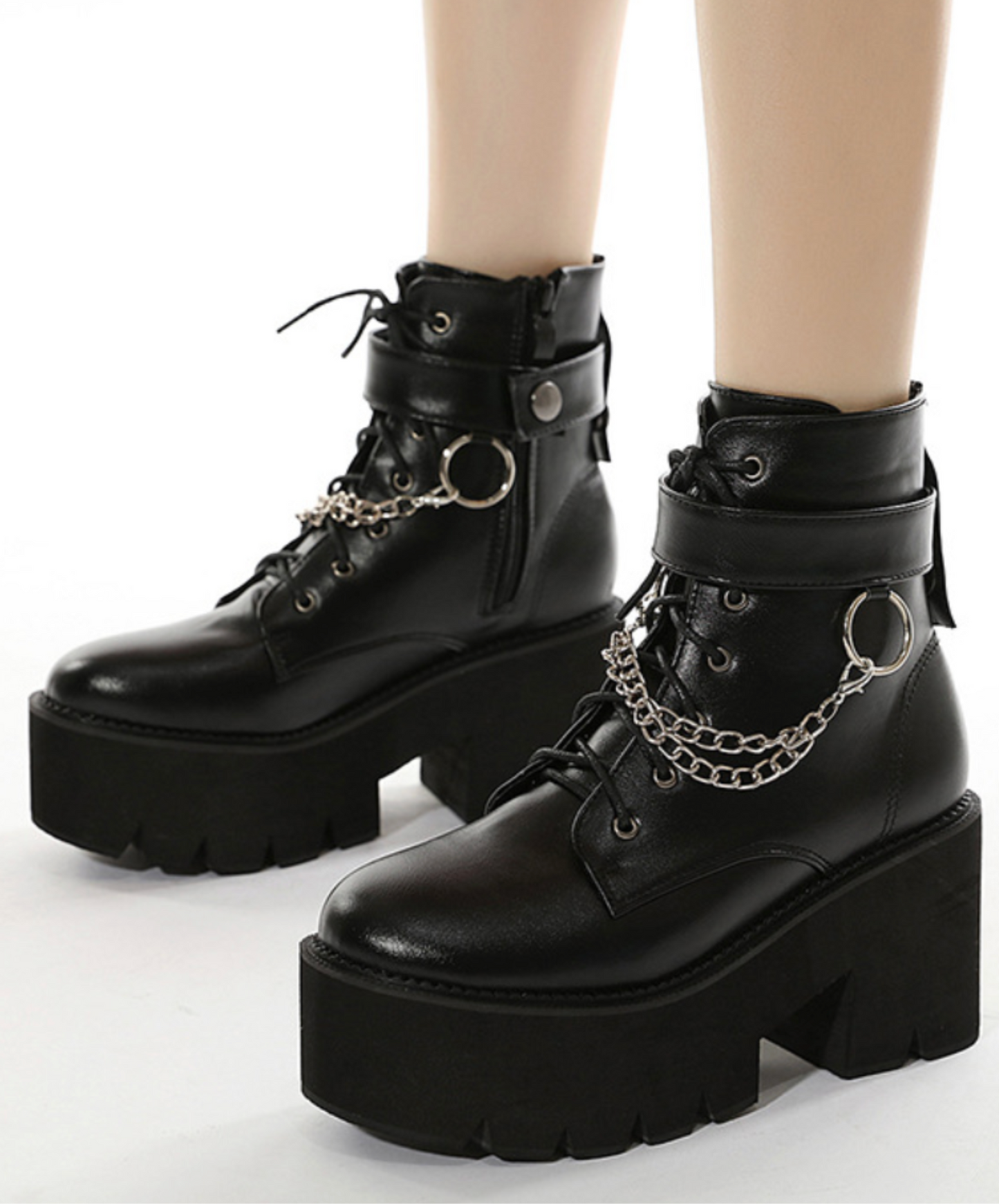 ring chain waterproof platform boots EN2608