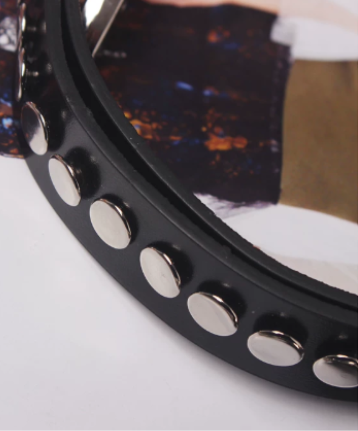 narrow Western buckle and circle studs belt EN3214