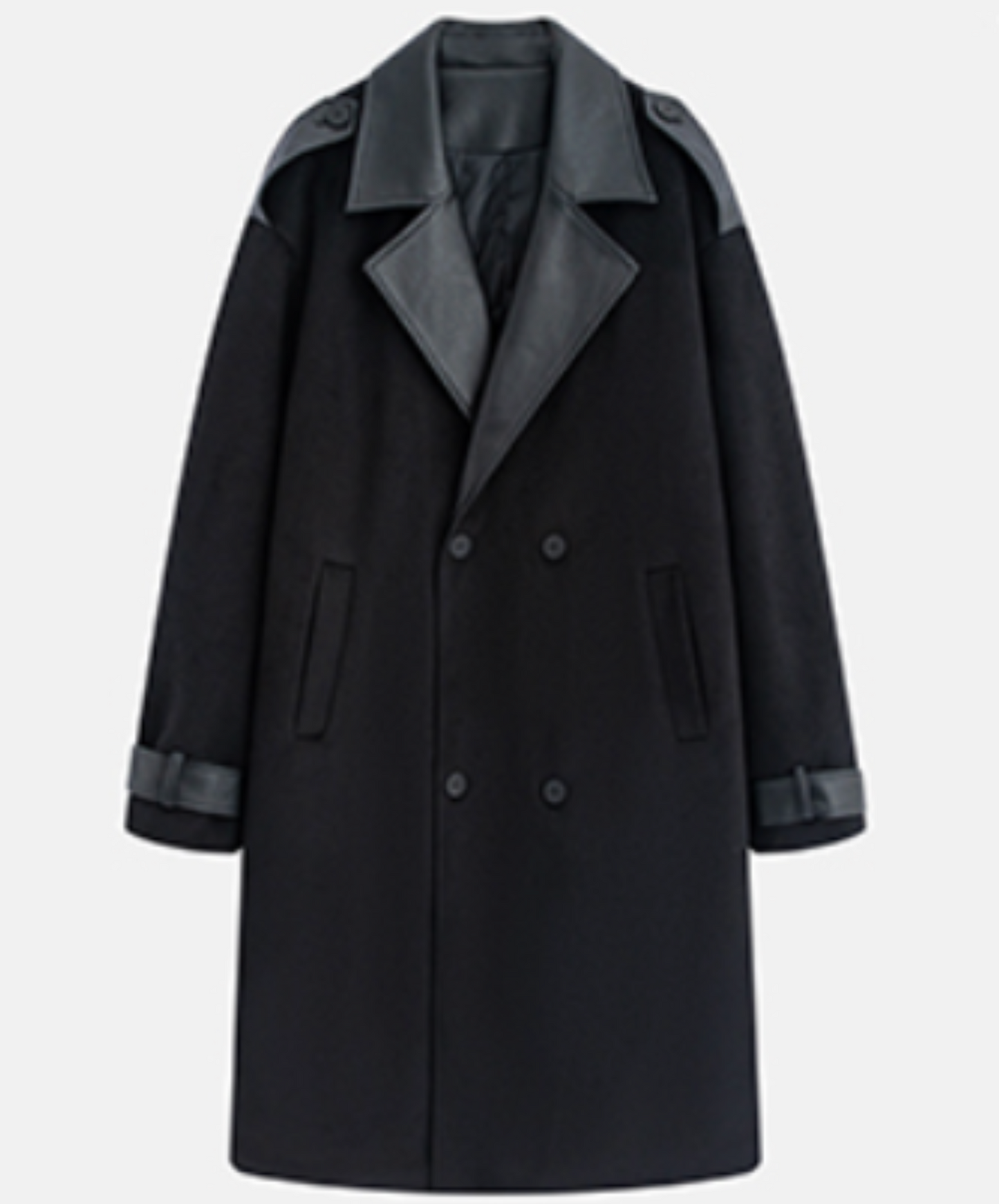 wool and leather patchwork coat EN2548