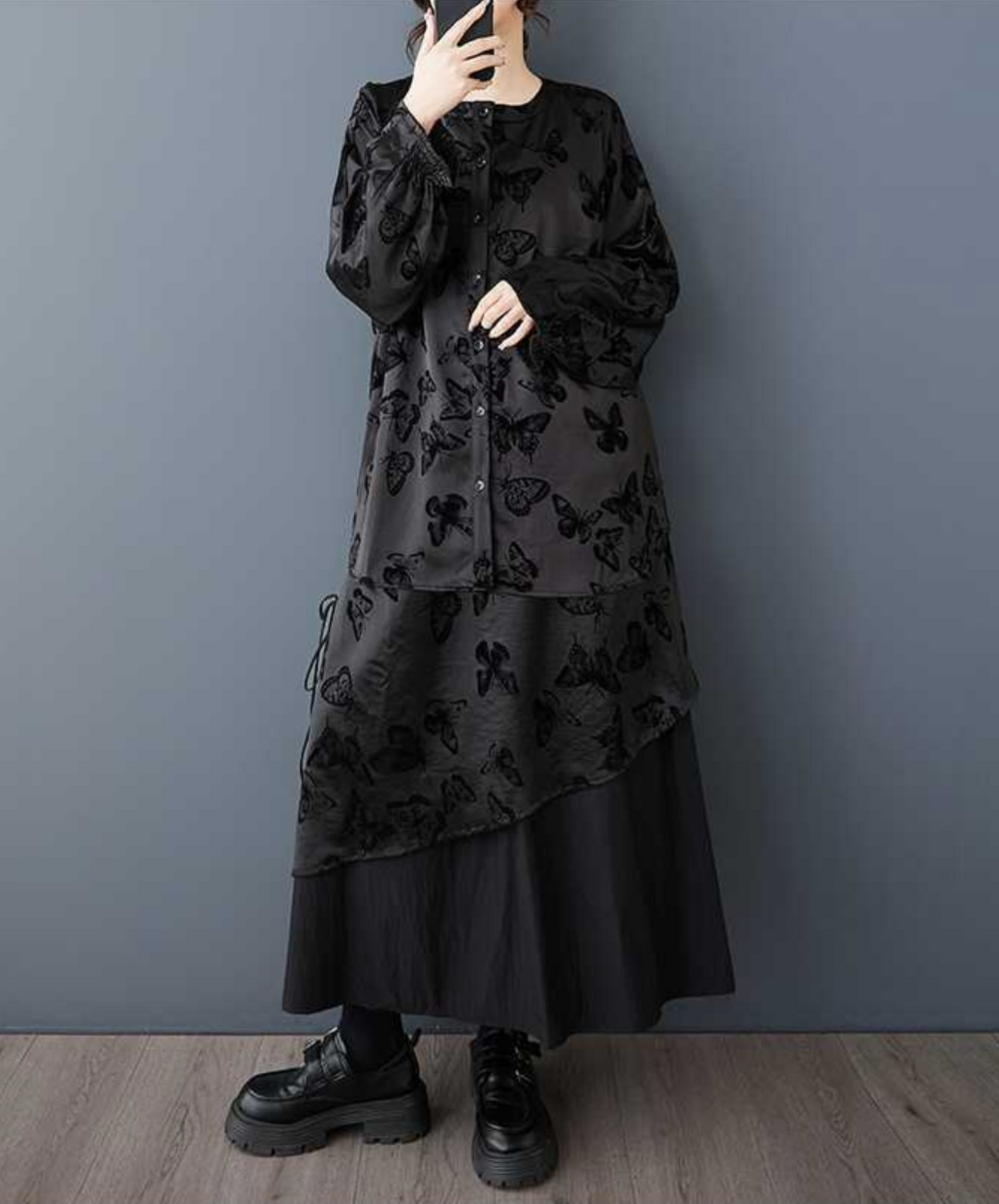 dark butterfly print shirt EN2269