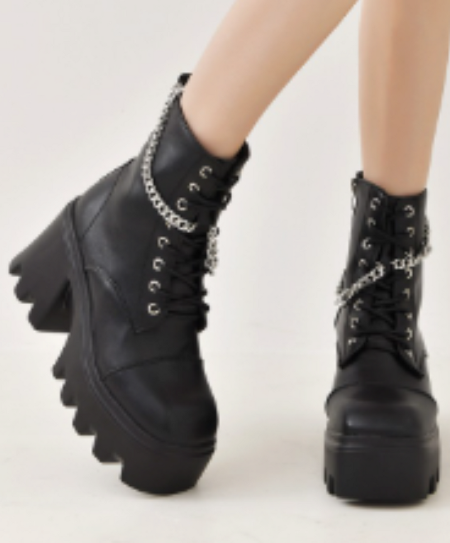 wrap around chain zip up boots EN2002