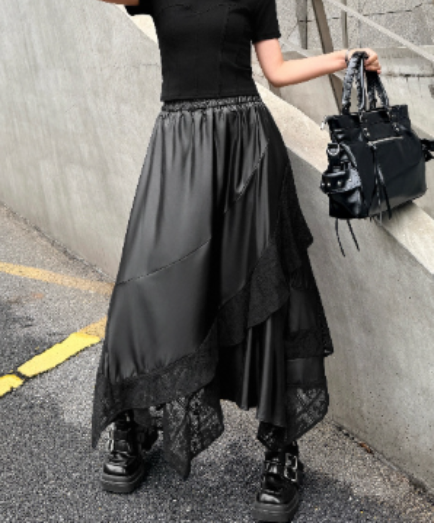 Irregular patchwork midi skirt EN2954