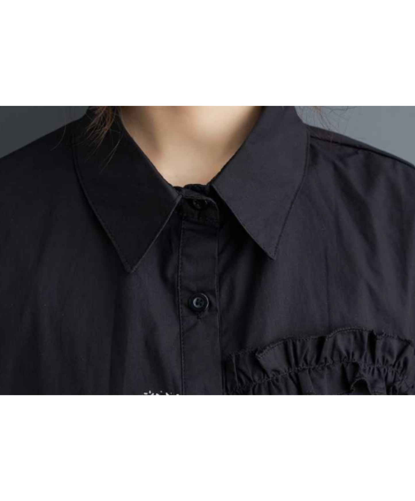 frill and ribbon splicing print shirt EN3080