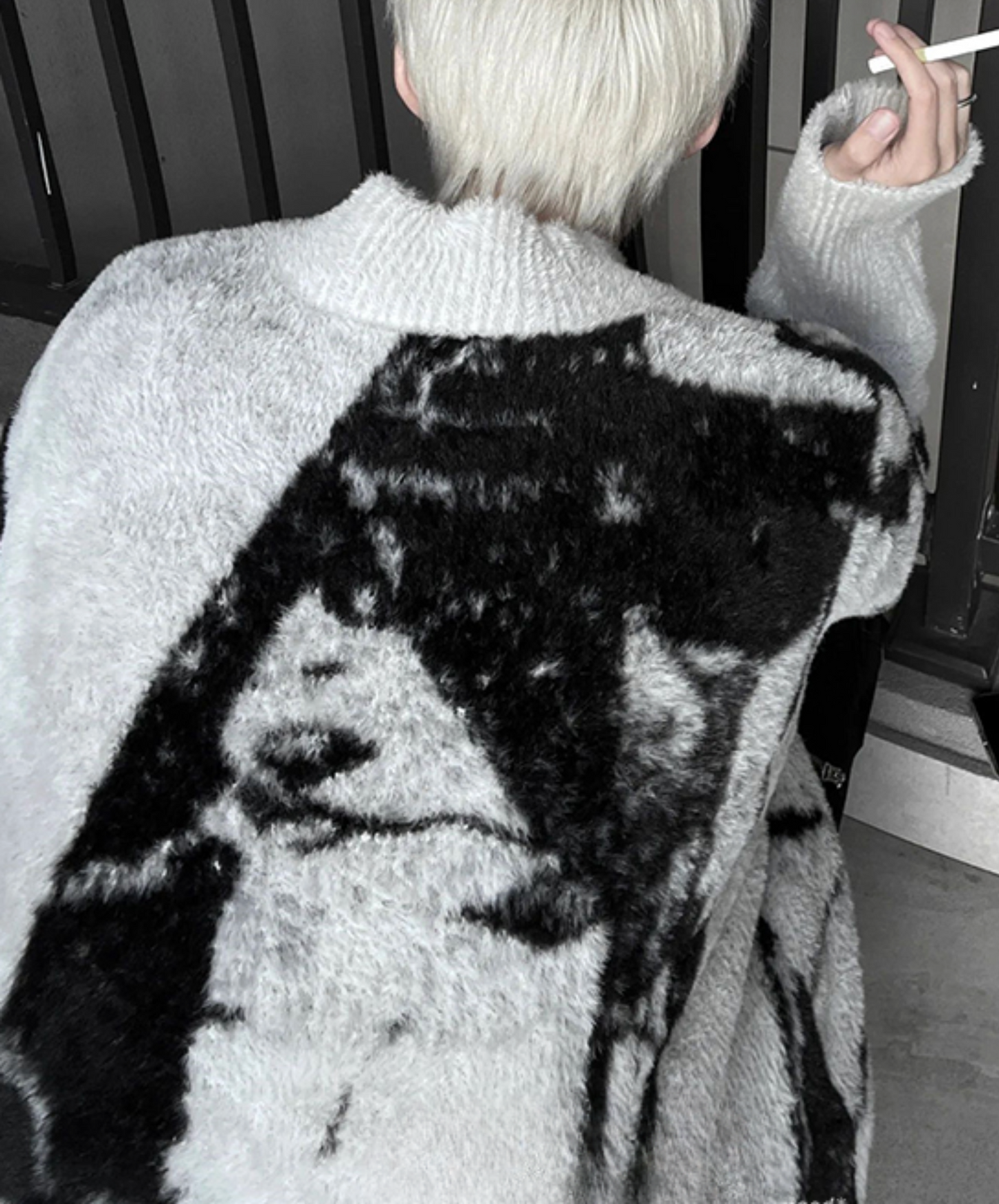 retro gradient double zipper sweater EN2516