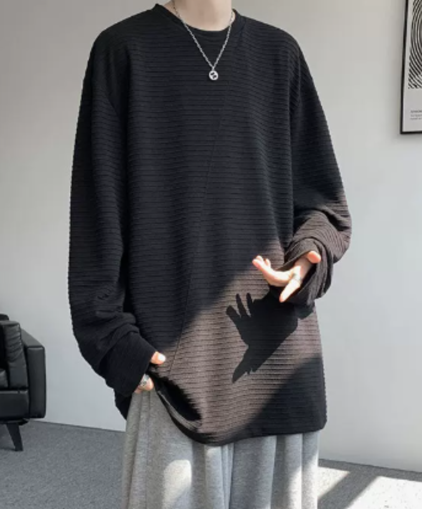 brushed finish with border t-shirt EN3126