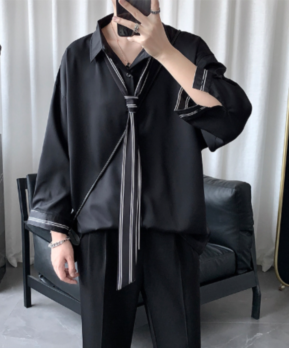loose-fit design with striped paneling shirt EN3171