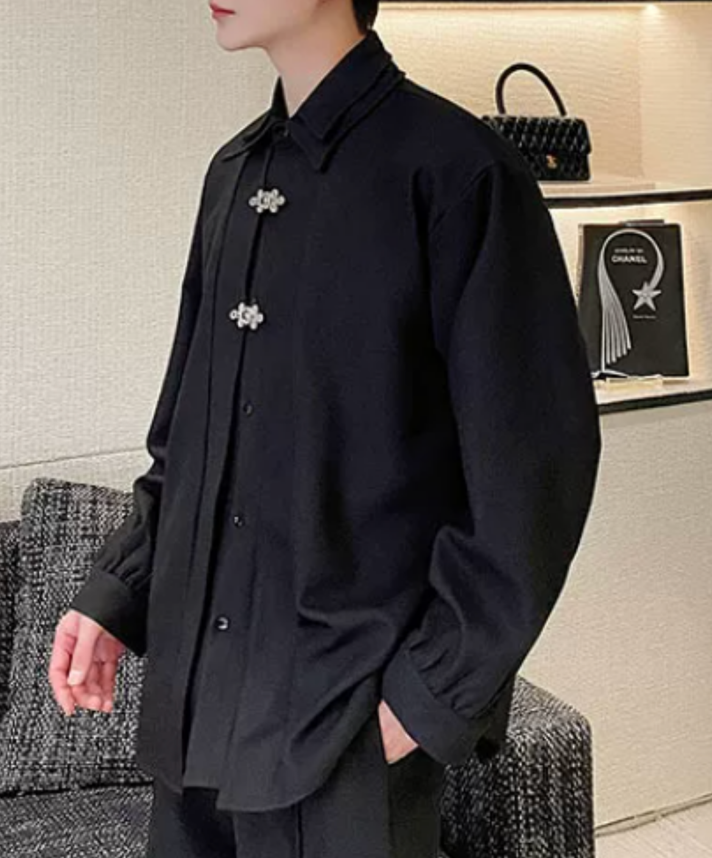 chinese-style button double collar shirt EN2849