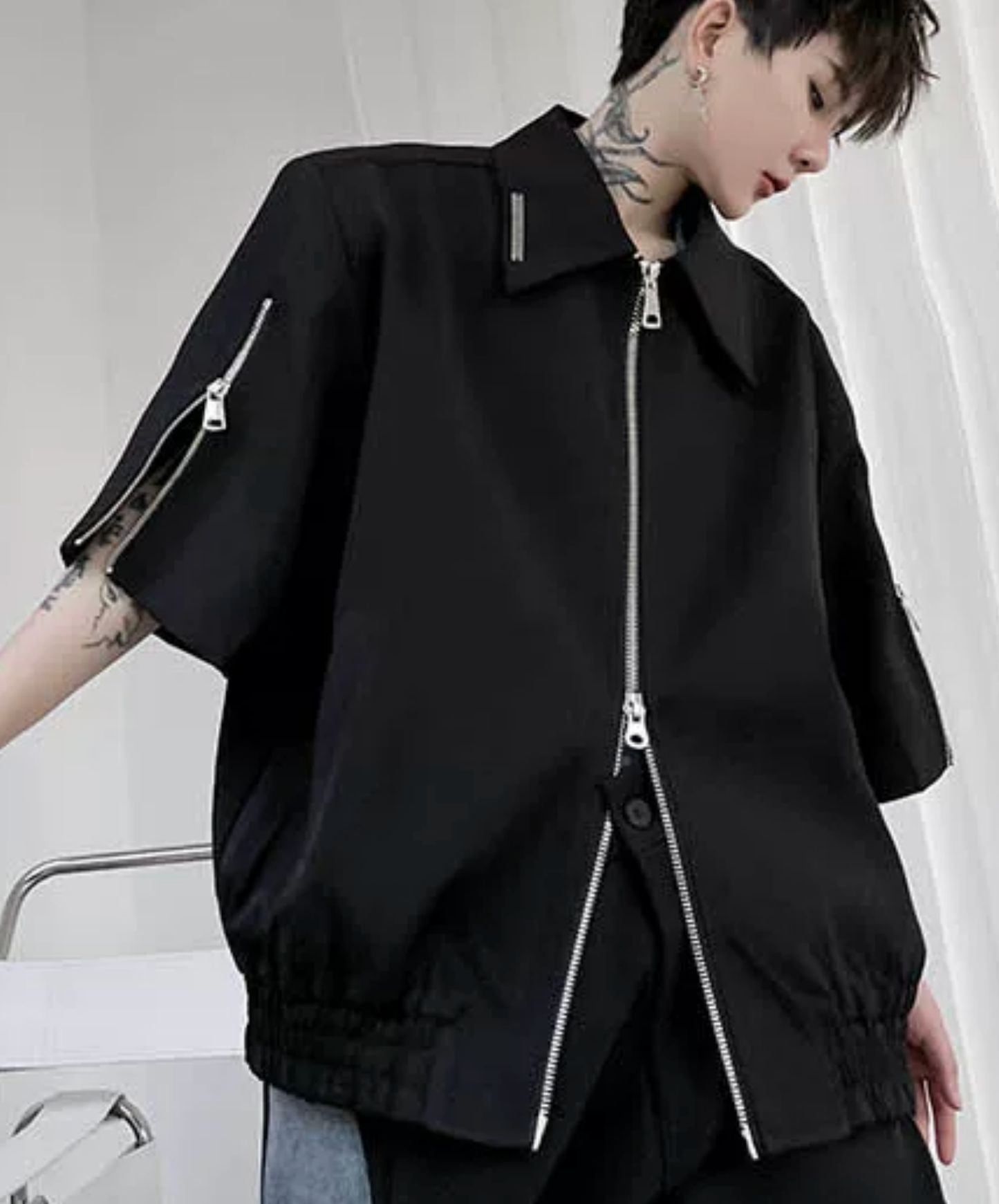 double zip-up short-sleeved jacket EN2864