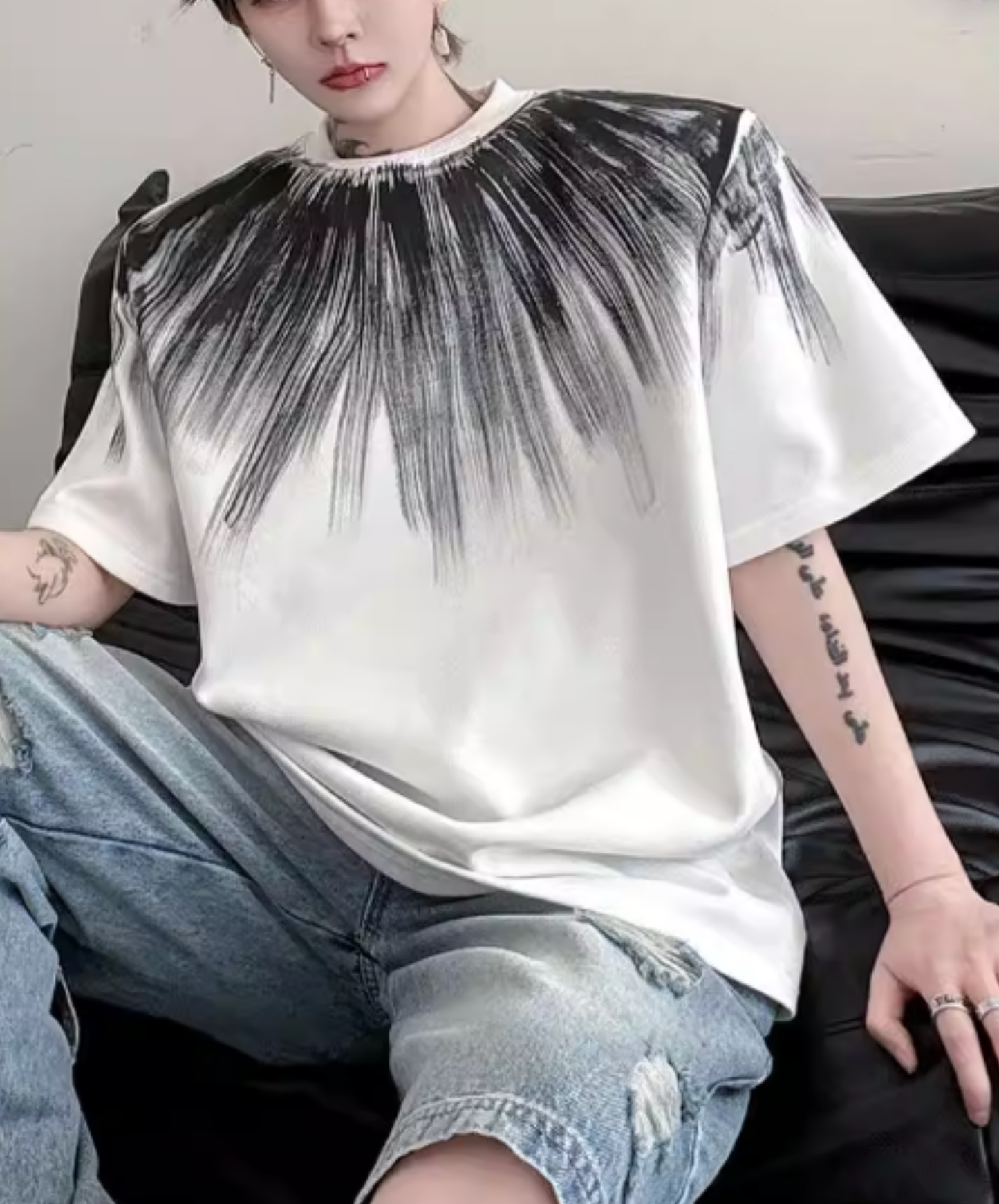 radial pattern short sleeves t-shirt EN2824