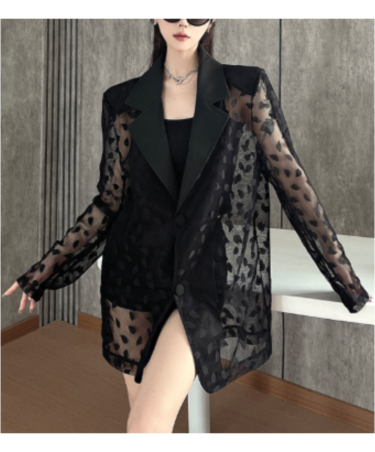 petal pattern mesh jacket EN2916