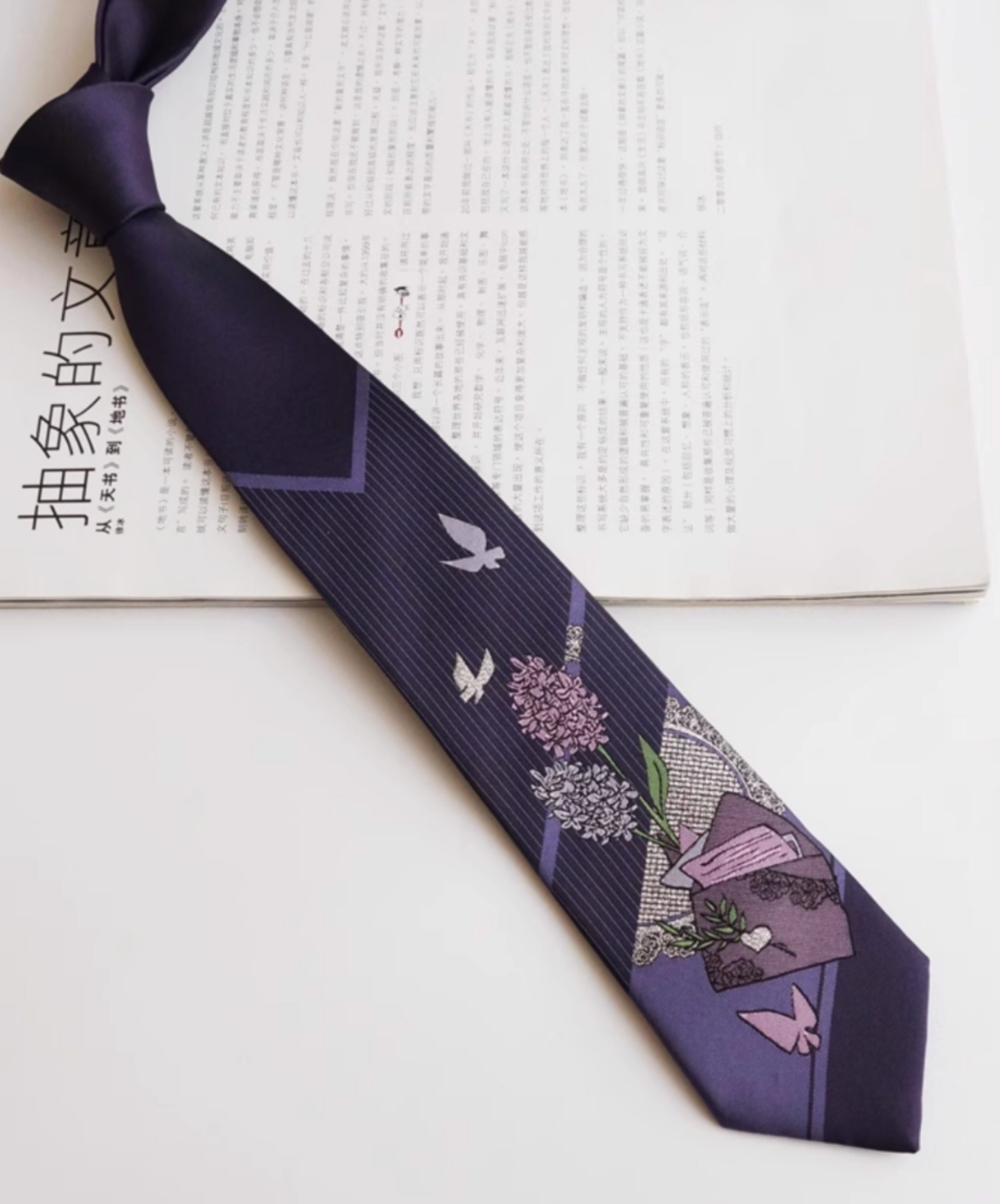 dark lavender letter necktie EN2676