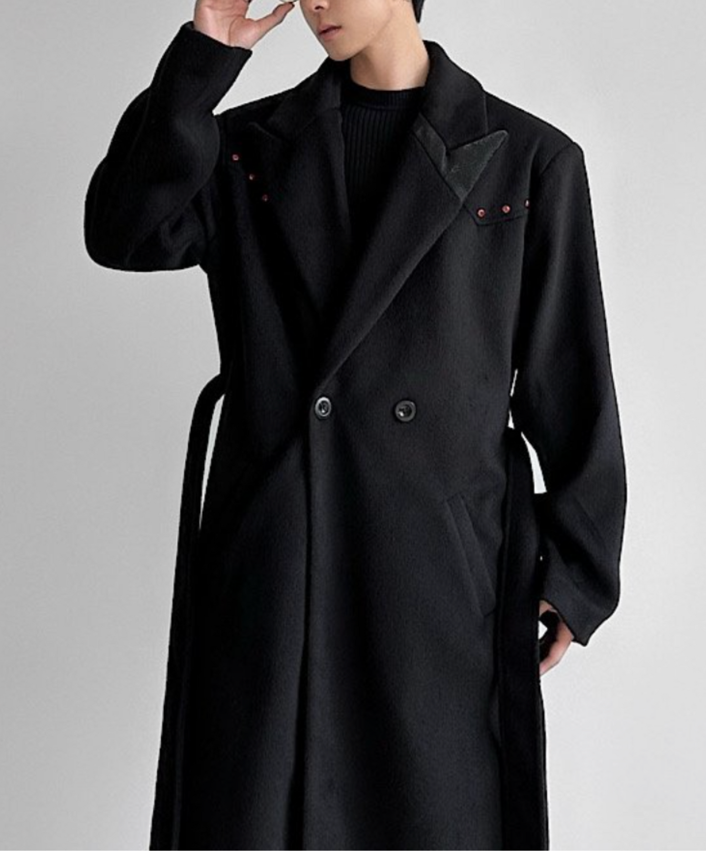 red rhinestone decorated long coat EN2602