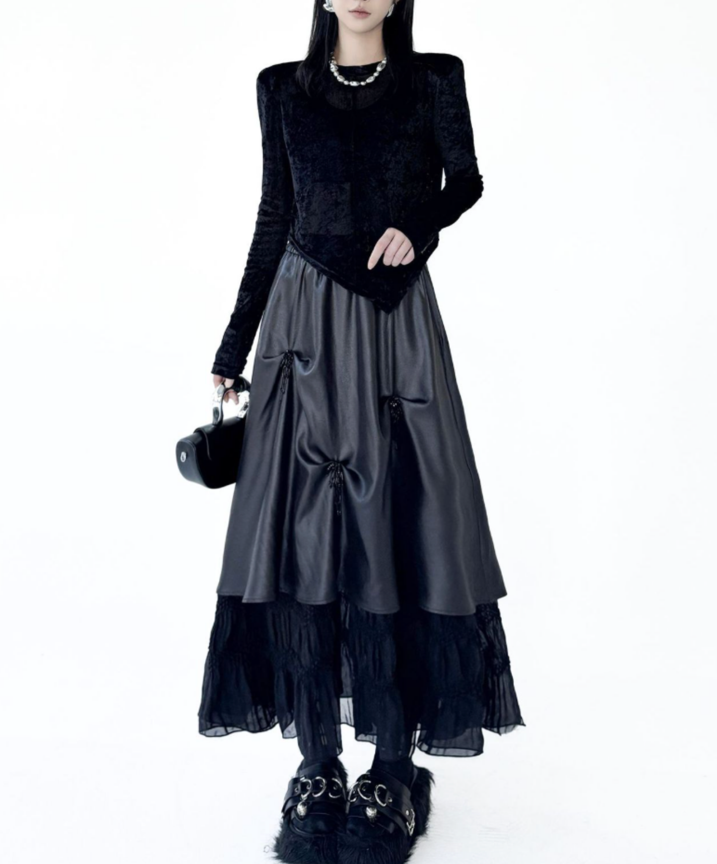 dark patchwork midi skirt EN2720
